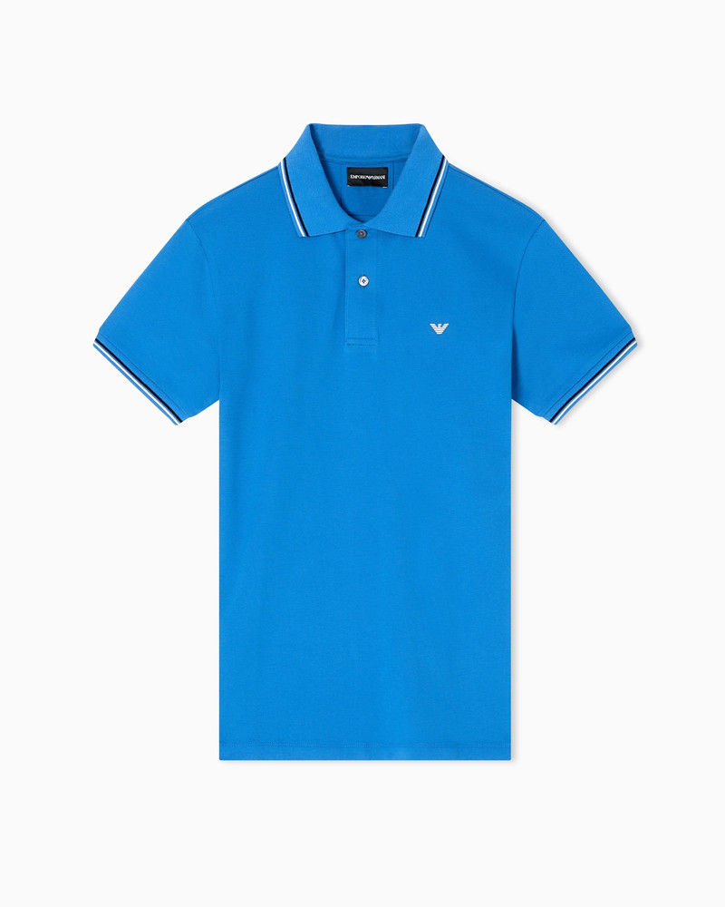 Slim-fit stretch piqué polo shirt with micro eagle 1