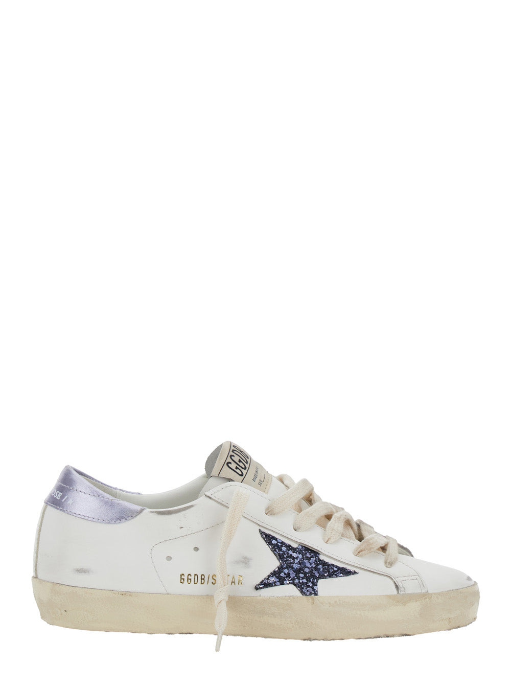 Golden Goose Women 'Superstar' White Low Top Sneakers With Glittered Star Patch And Laminated Heel W - 1
