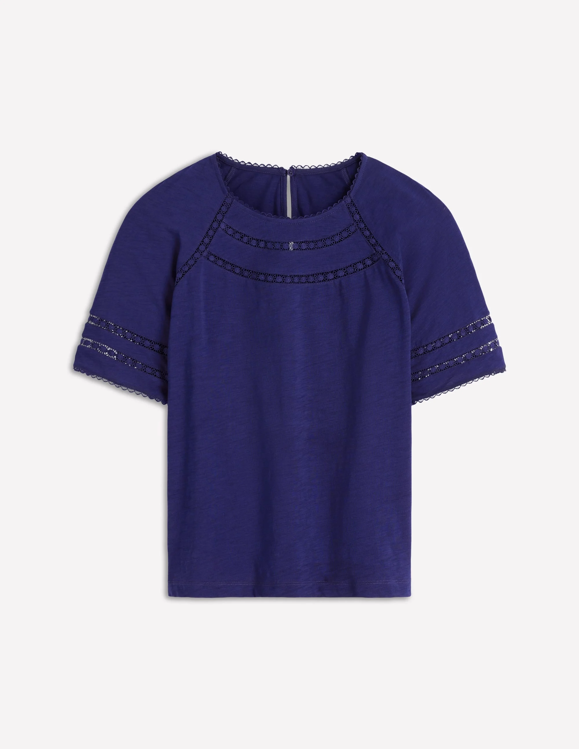 Poppy Trim Crew T-shirt-Blue Twilight - 1