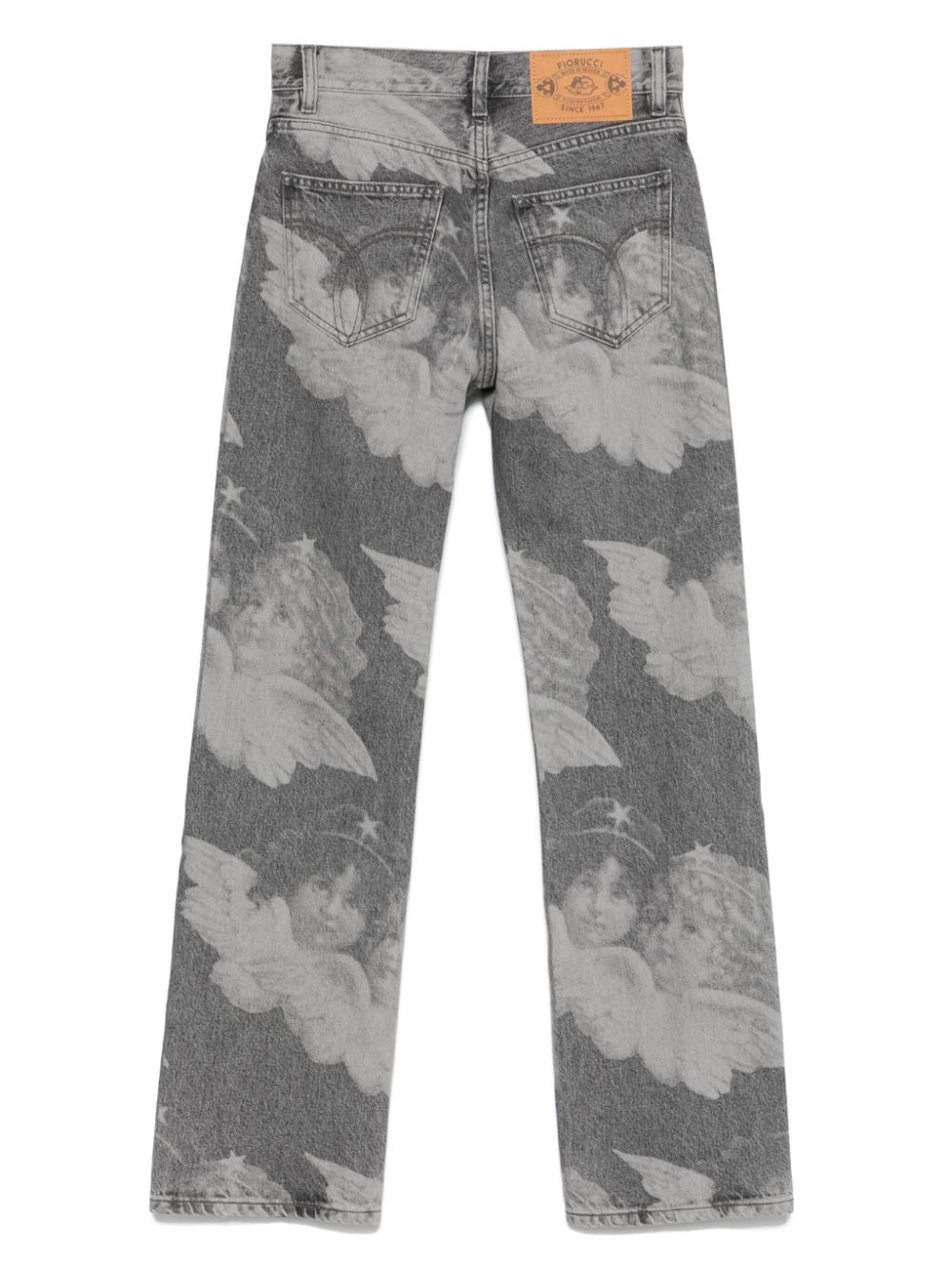 angels-print straight-leg jeans - 2