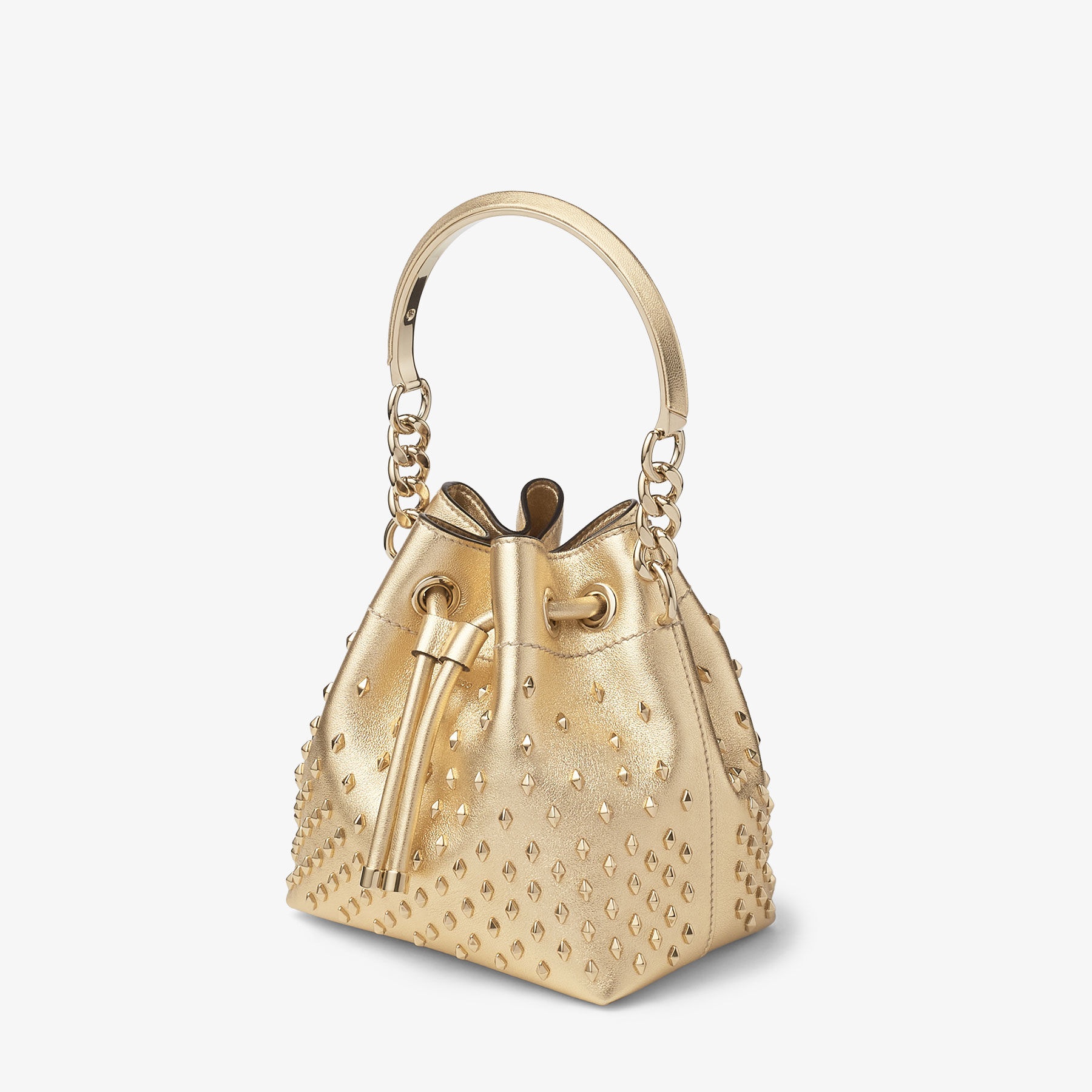 Bon Bon Bucket S
Gold Metallic Nappa Leather Bucket Bag with Studs - 2