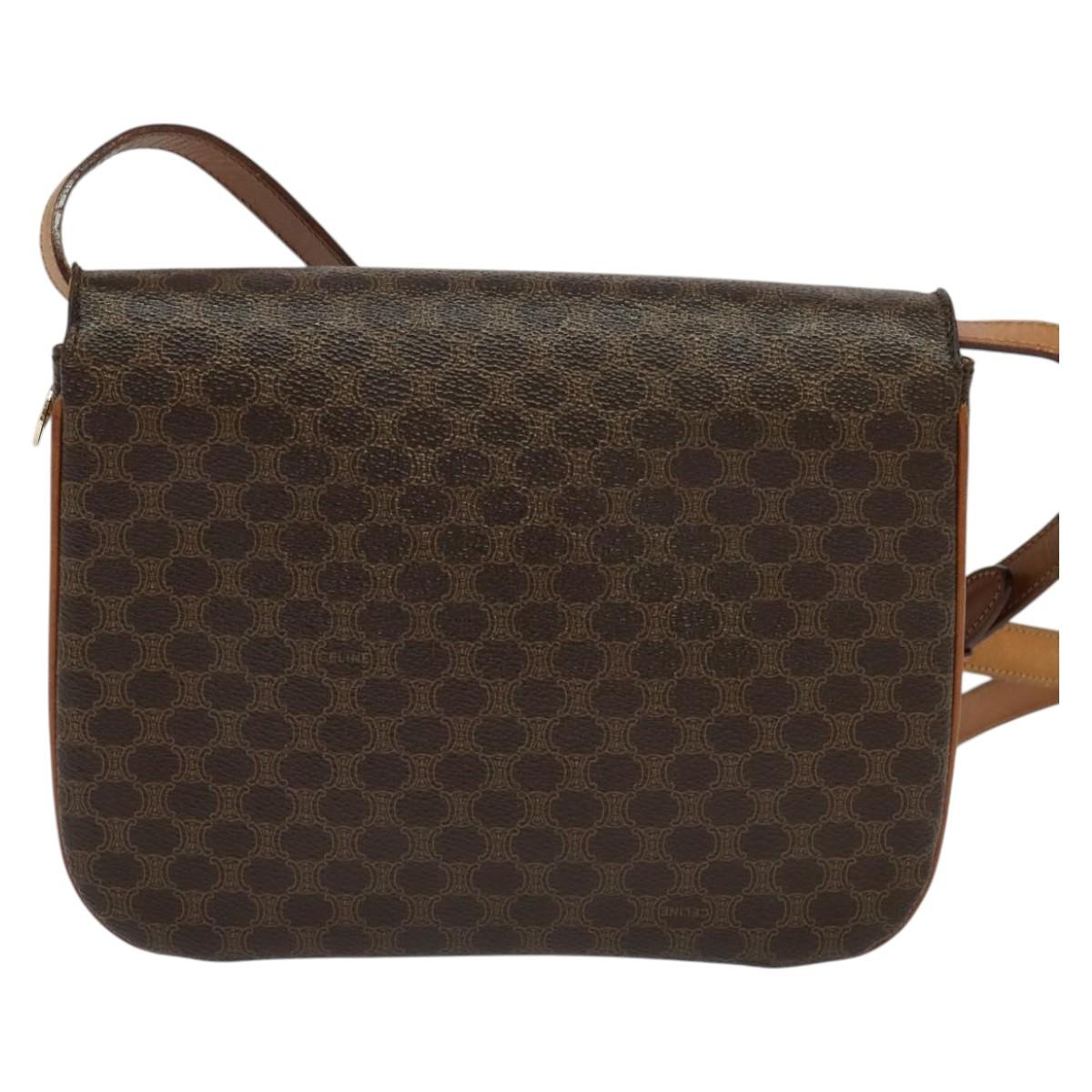 CELINE Macadam Canvas Shoulder Bag Pvc Leather Brown - 2