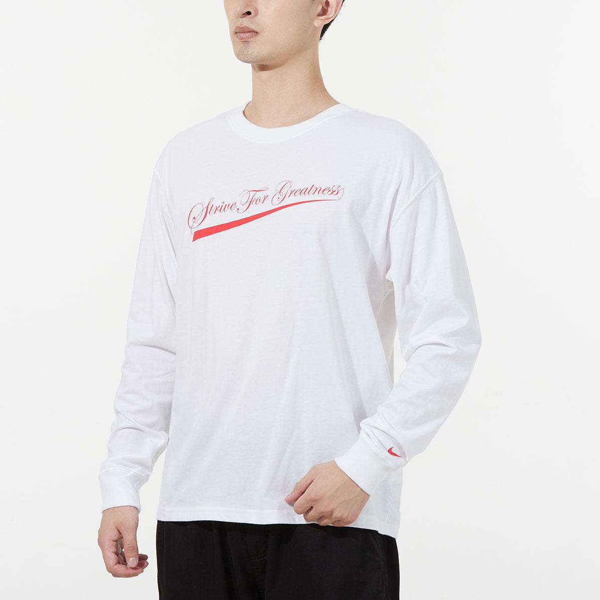 Men's Nike Lbj Nk Lion Ls Max90 Tee Alphabet Printing Sports Round Neck Long Sleeves White T-Shirt D - 5