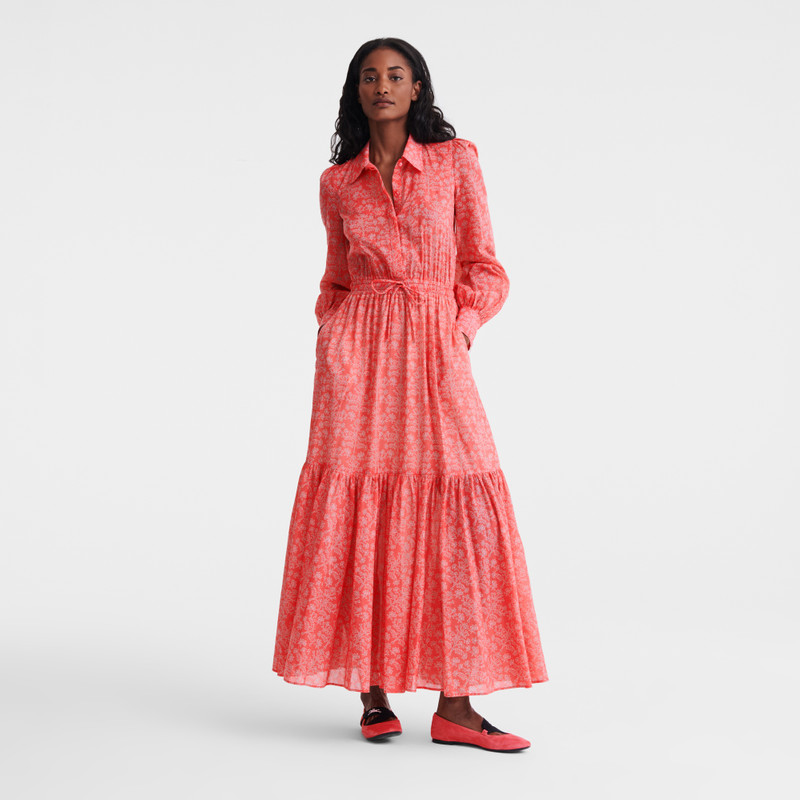 Longchamp Long dress Tomato - Printed veil outlook