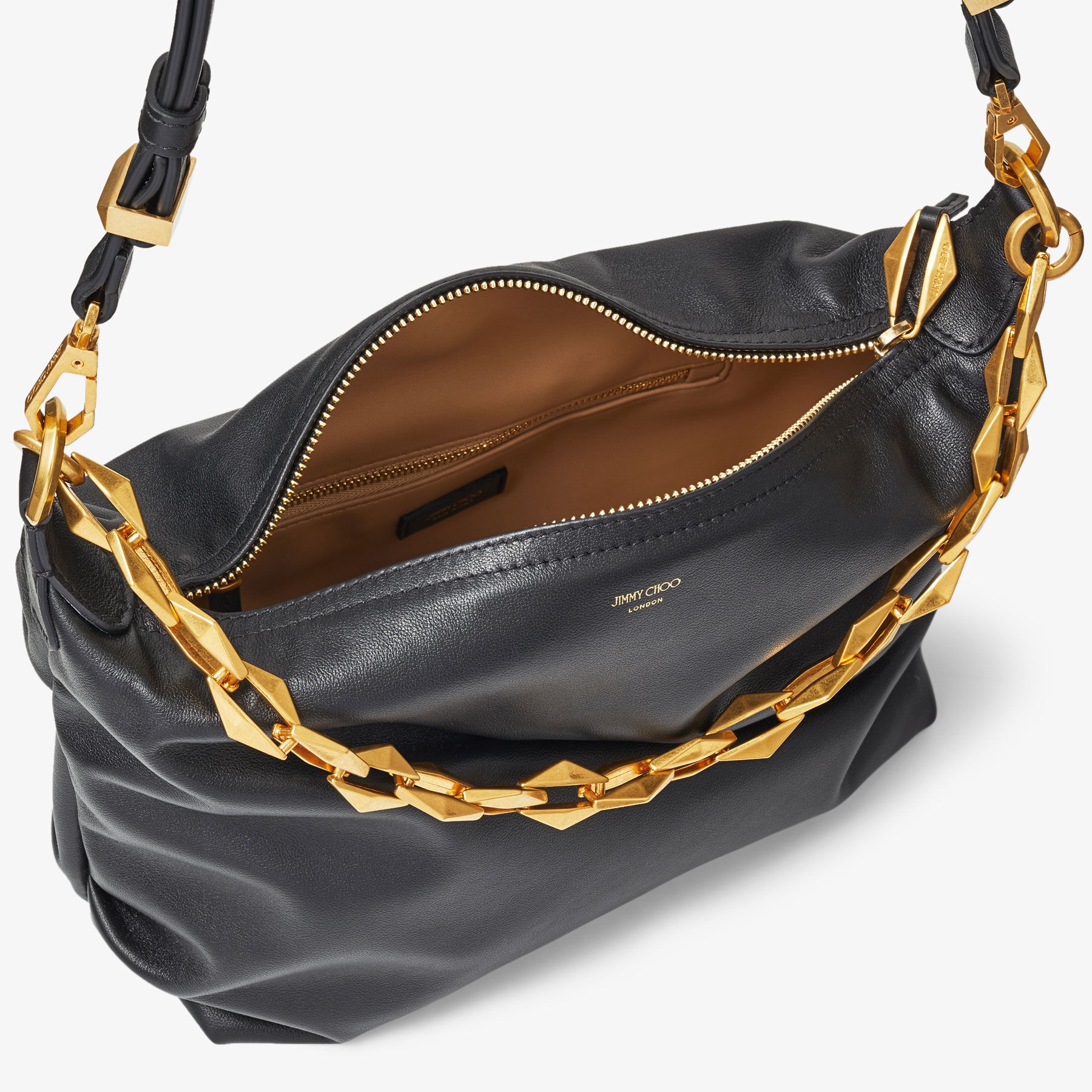 Diamond Soft Hobo S
Black Soft Calf Leather Hobo Bag with Chain Strap - 5