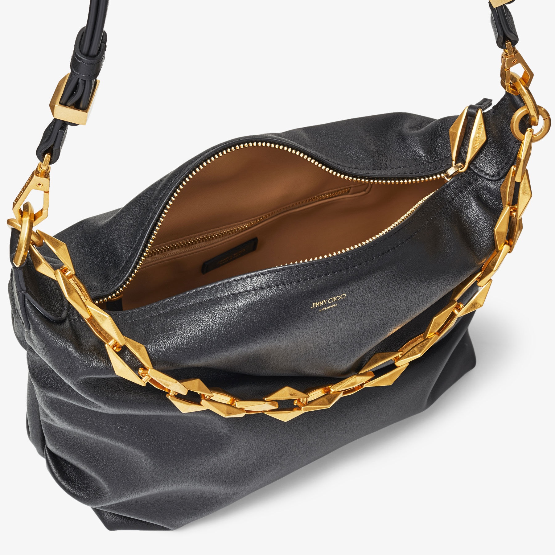 JIMMY CHOO Diamond Soft Hobo S Black Soft Calf Leather Hobo