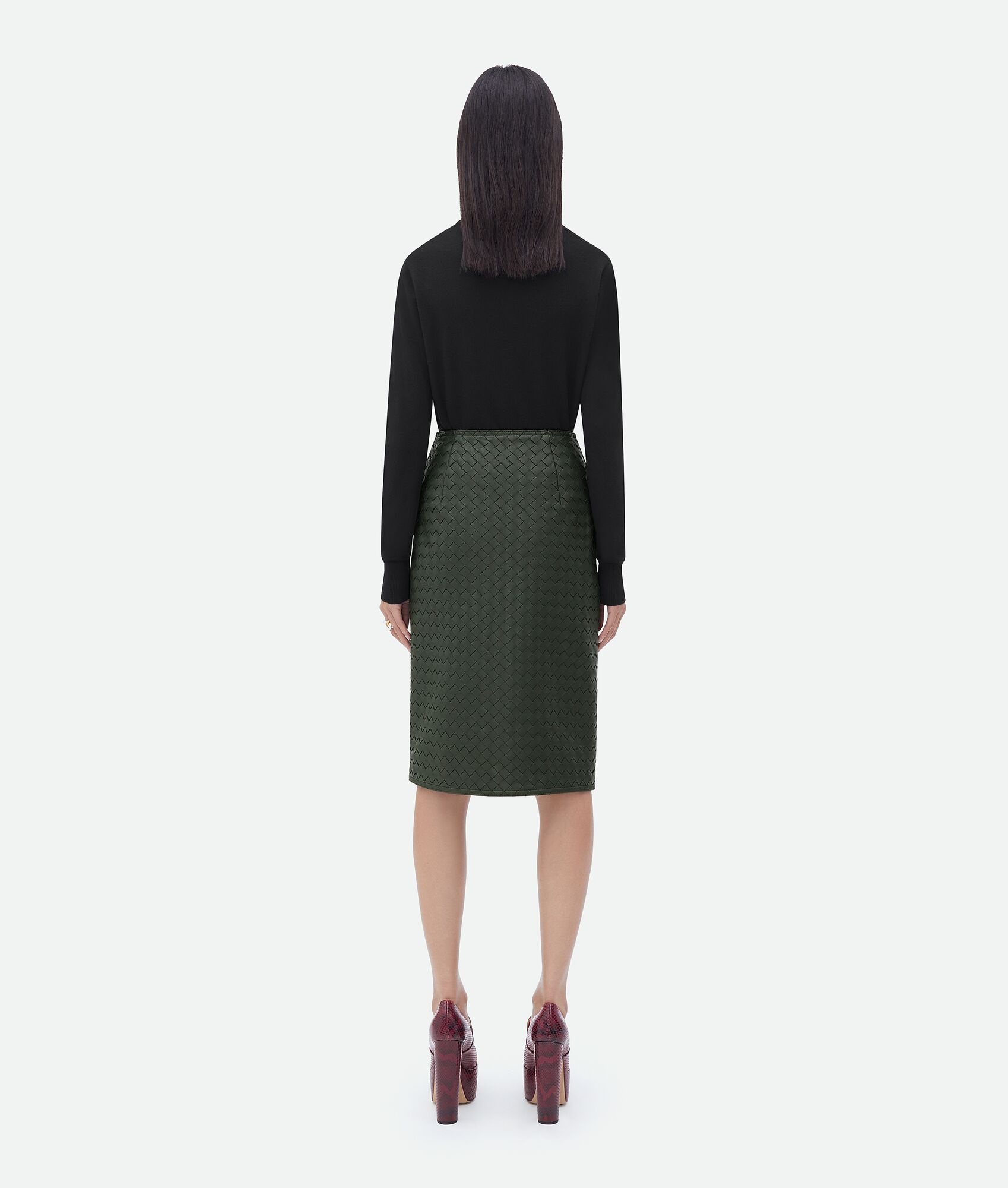 Bottega Veneta intrecciato leather skirt | REVERSIBLE