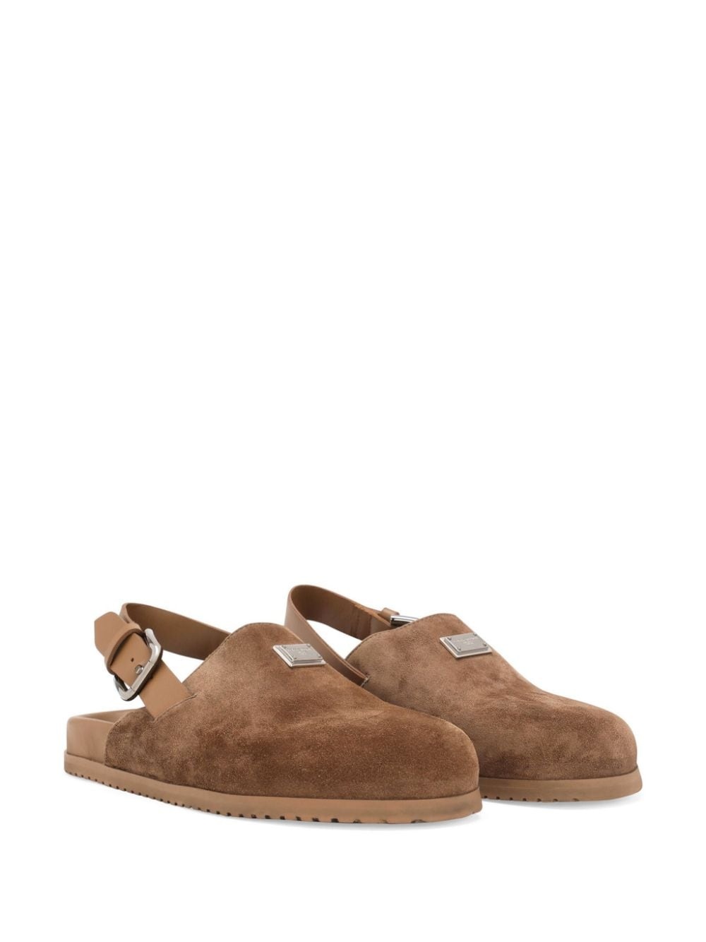 logo-plaque suede mules - 2