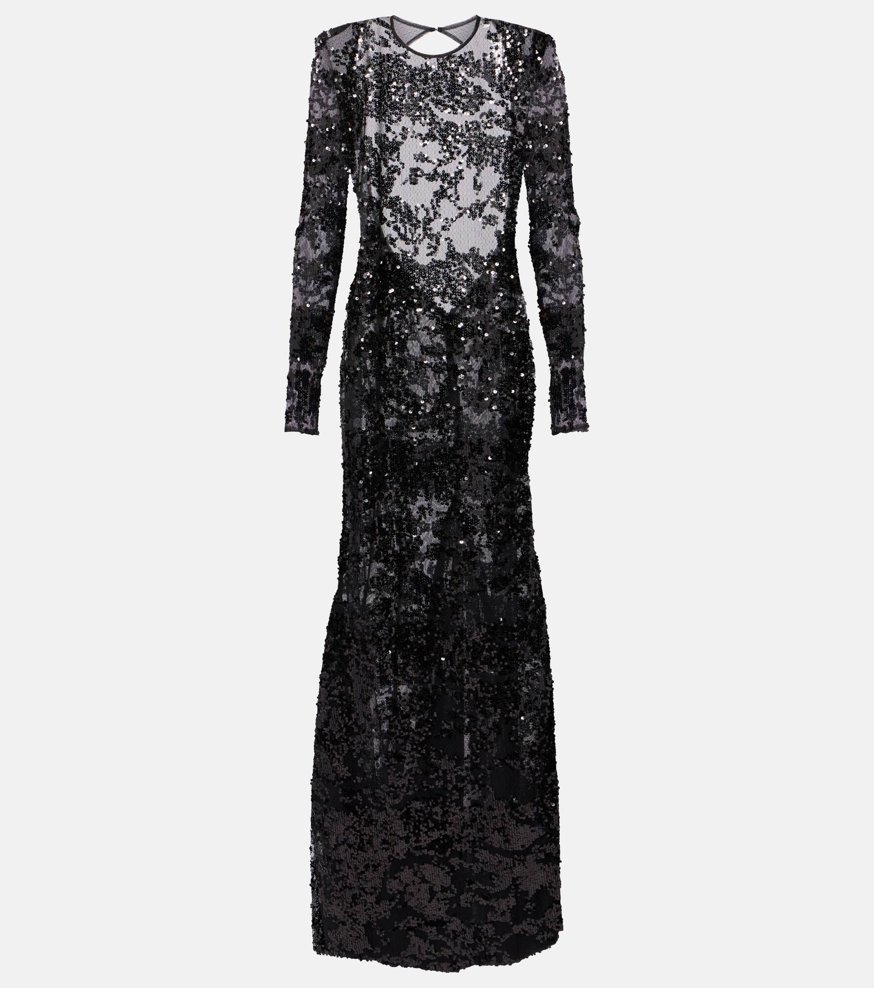 Sequined lace gown - 1