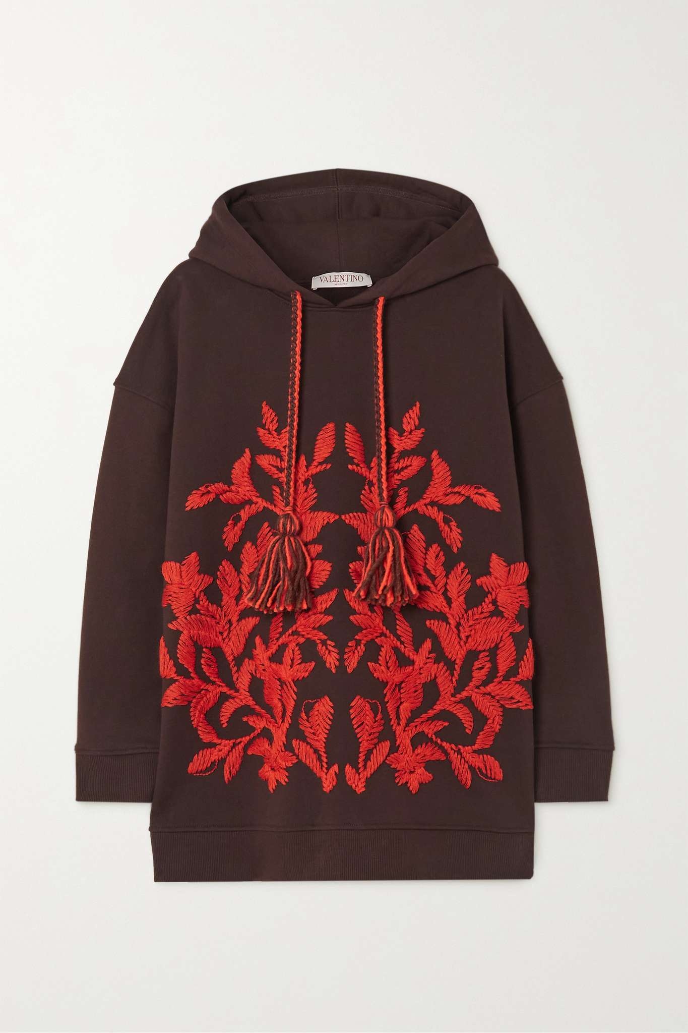 Embroidered cotton-jersey hoodie - 1