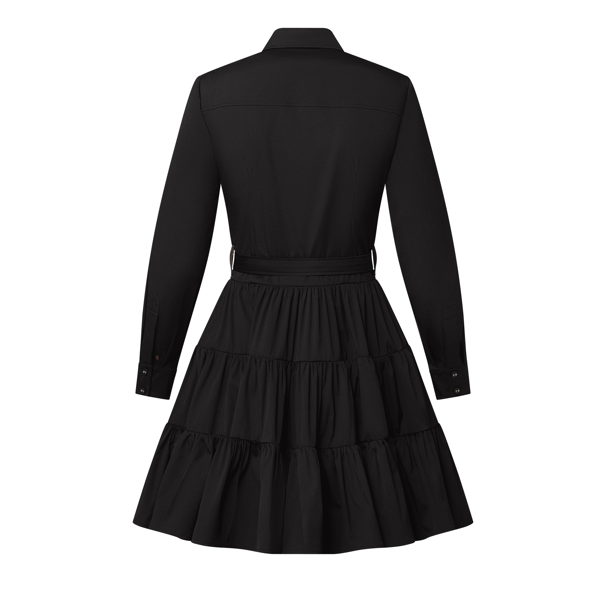 Belted Tiered Shirt Dress - 3