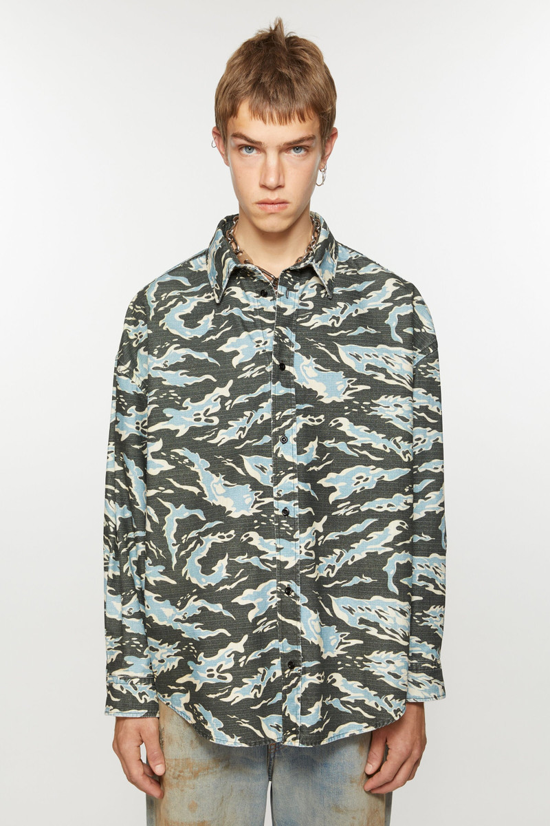 Acne Studios Ripstop button-up shirt - Black/blue outlook