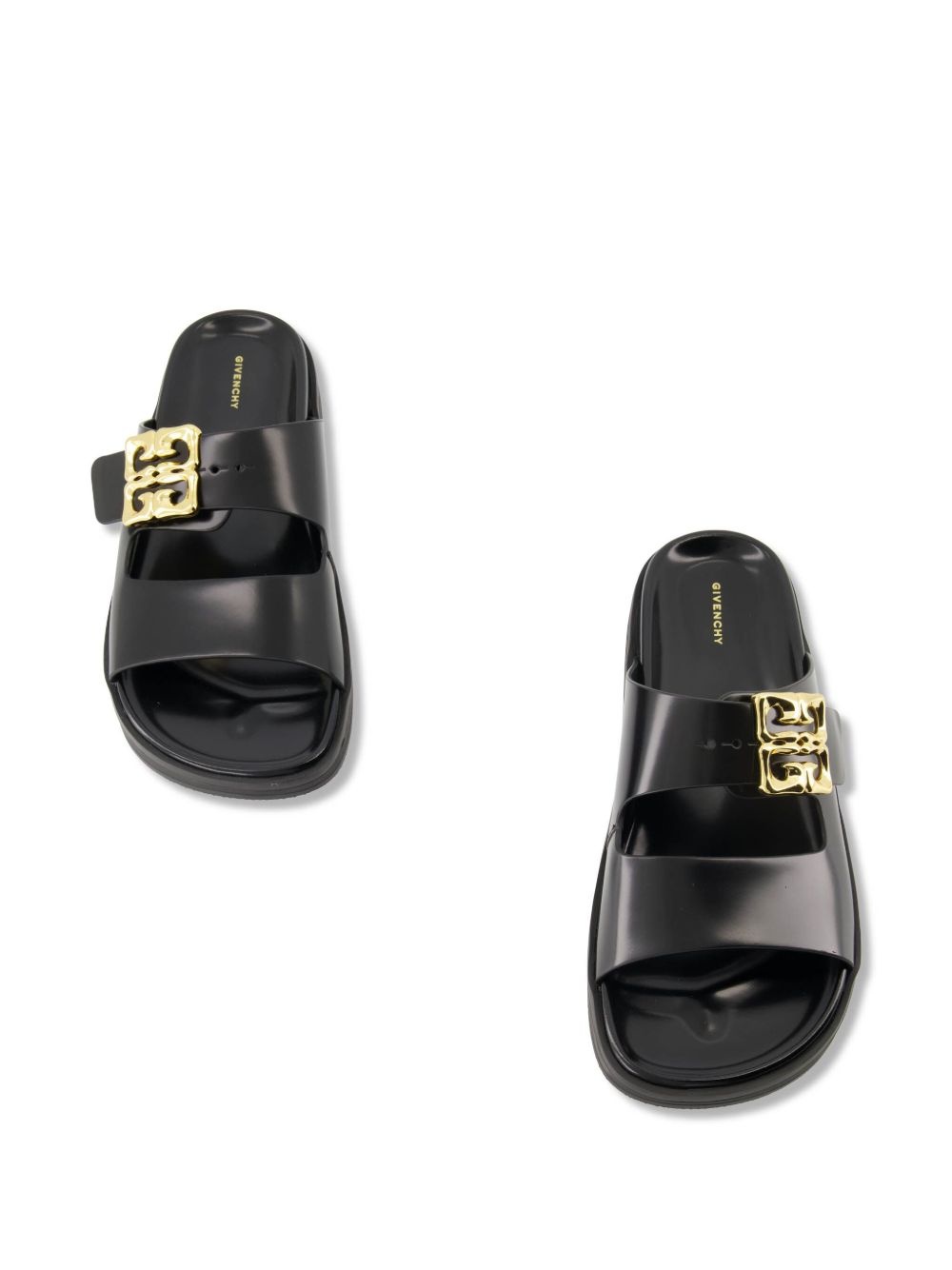 logo-plaque leather slides - 6