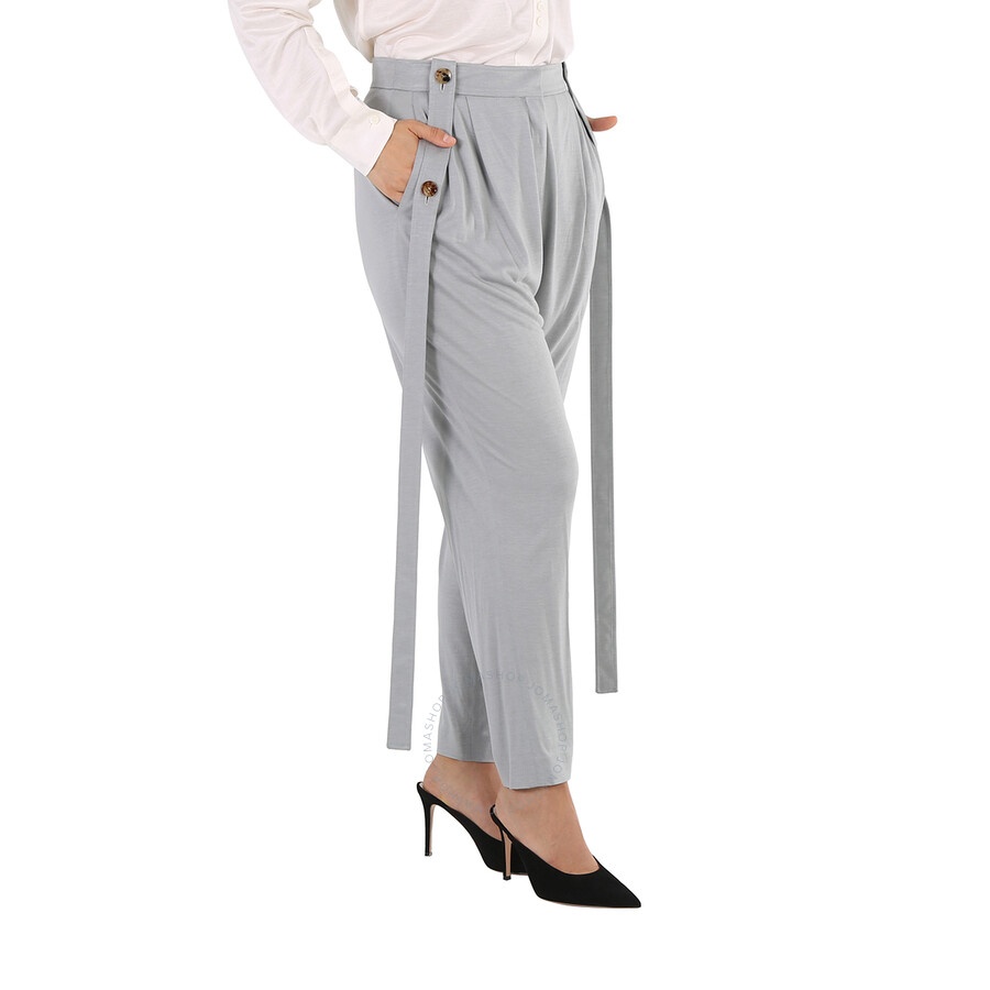 Burberry Ladies Heather Melange Jersey Tailored Trousers - 4