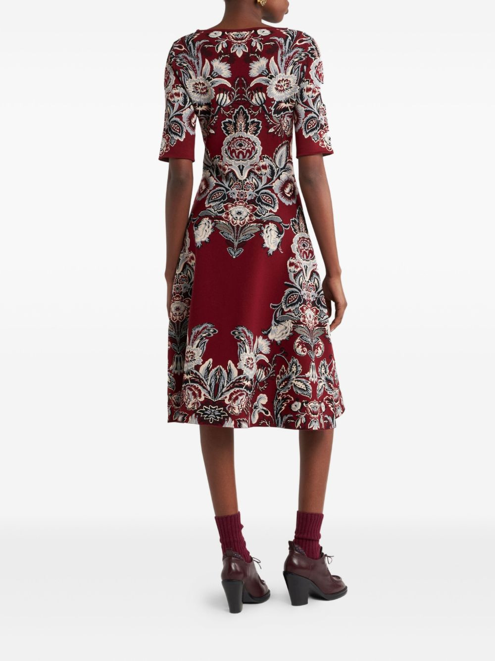 jacquard floral midi dress - 3