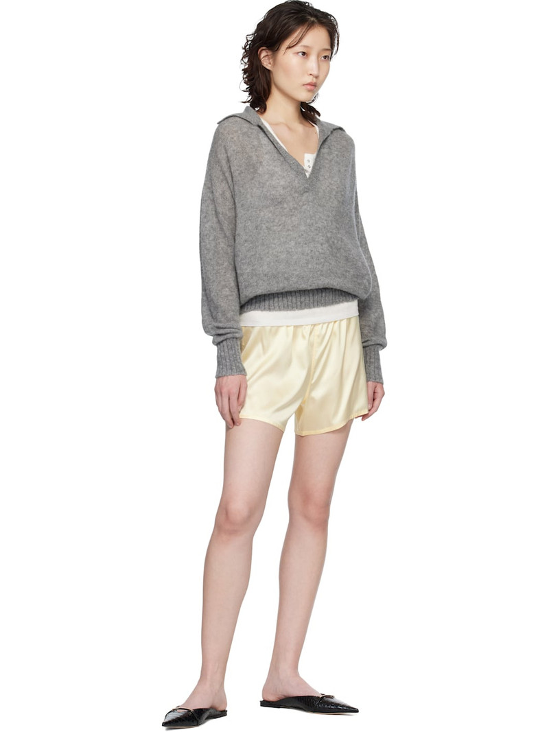 TOM FORD Yellow Stretch Silk Satin Boxer Shorts outlook