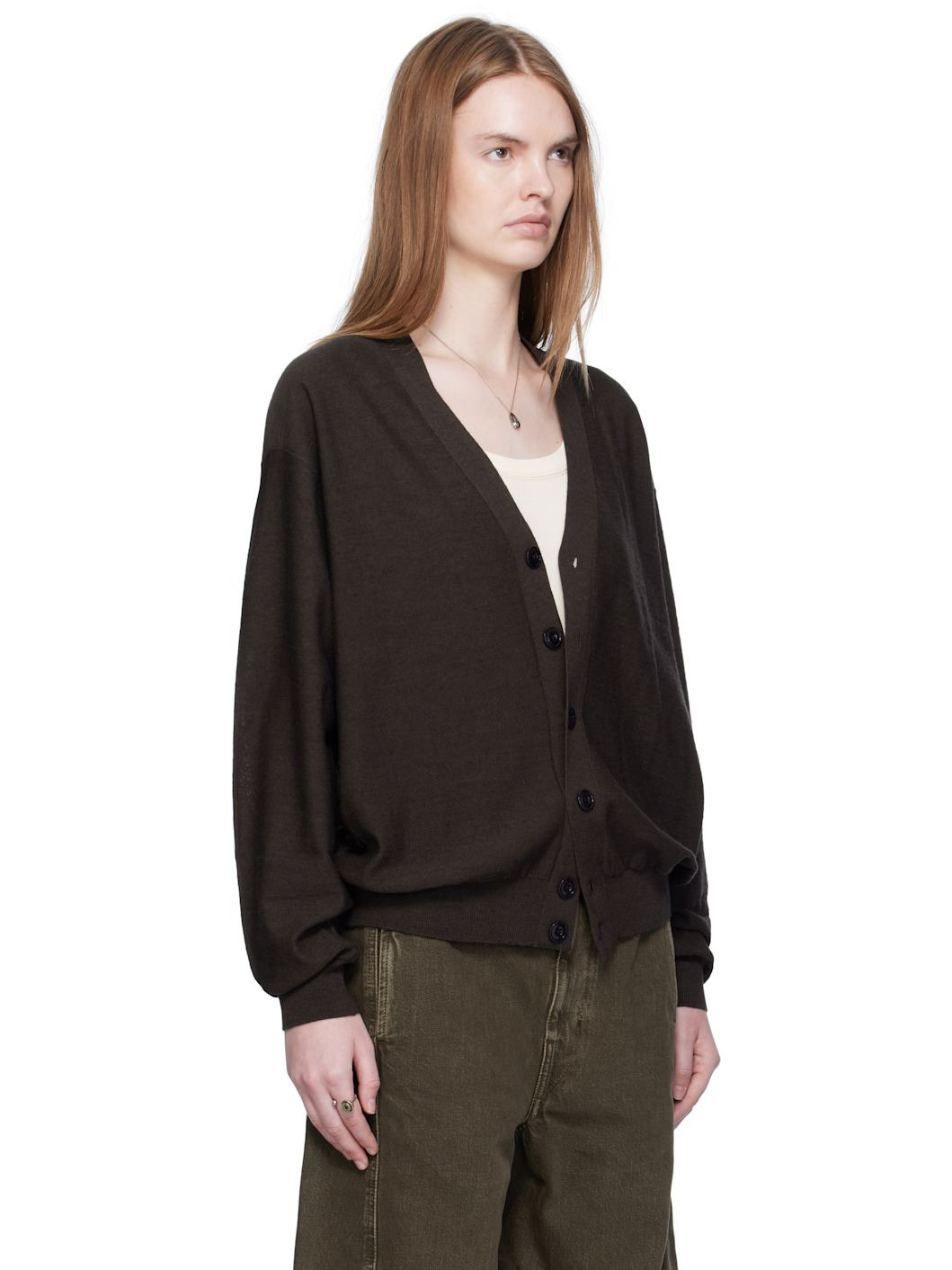 Brown Relaxed Twisted Cardigan - 2