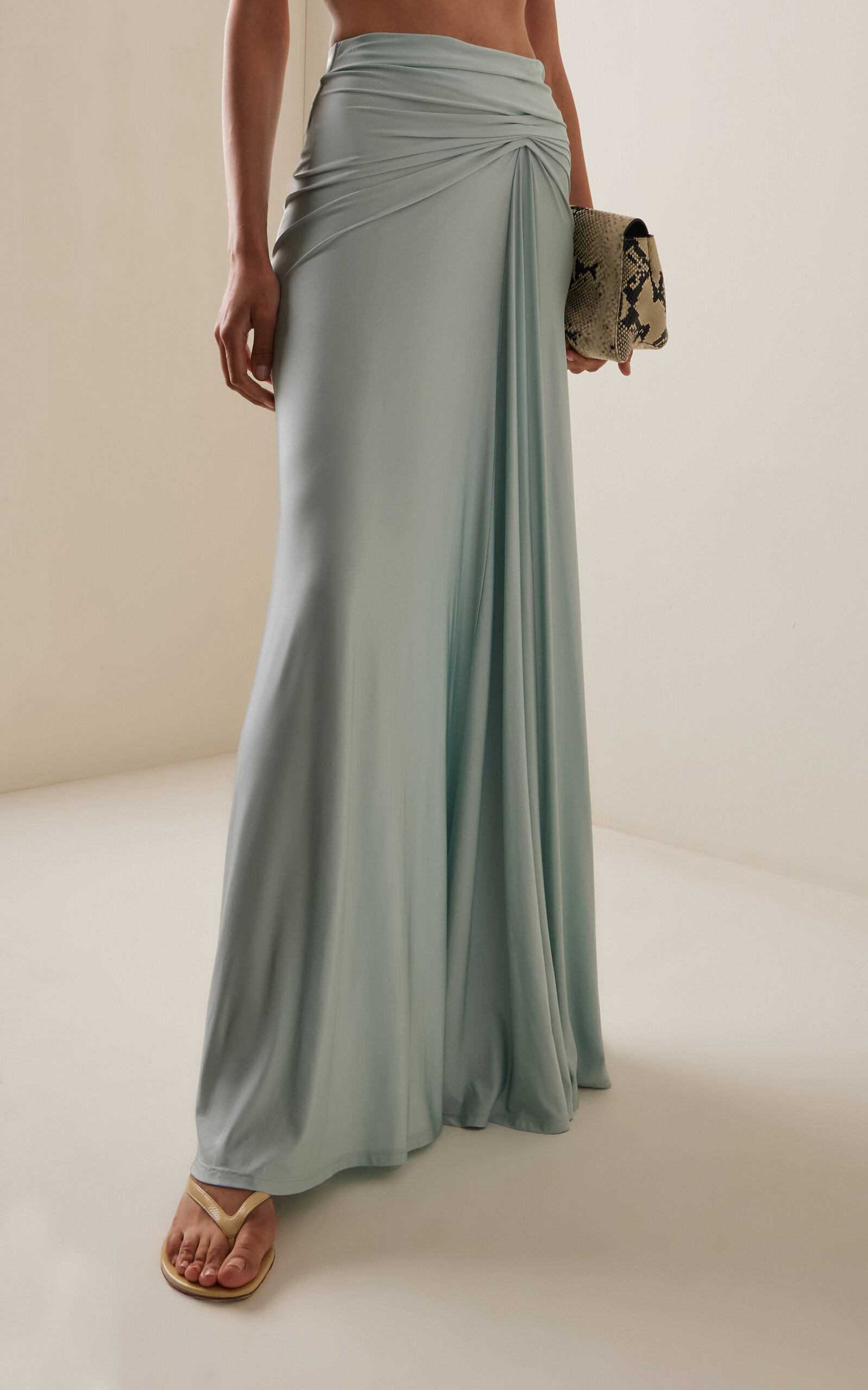 Sonia Draped Jersey Maxi Skirt blue - 3