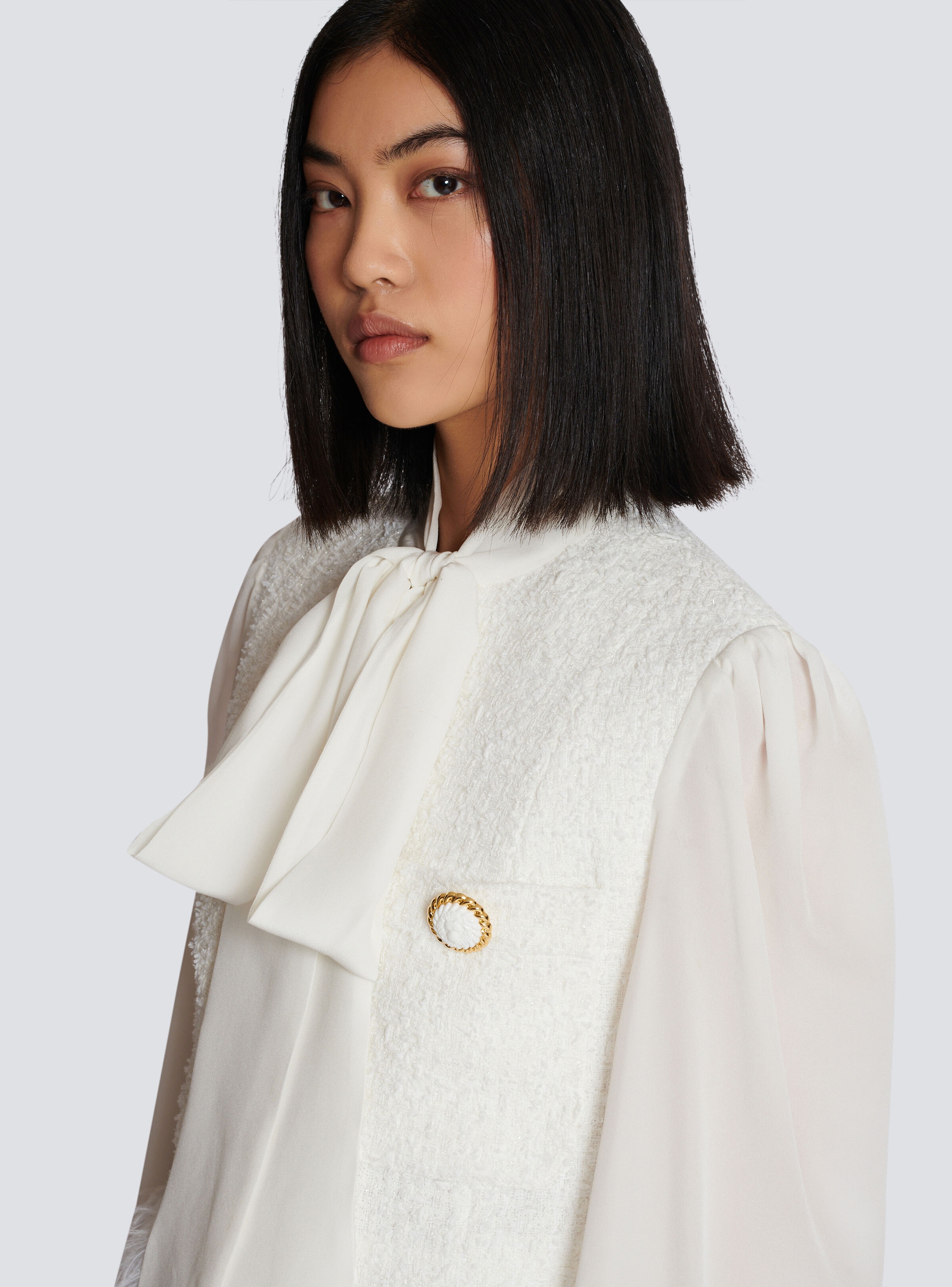Tweed and crepe jacket - 7