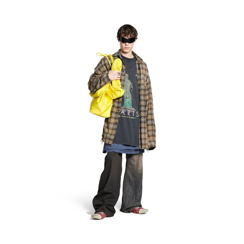 BALENCIAGA Men's Paris Liberty Layered Shirt Oversized in Dark Green outlook