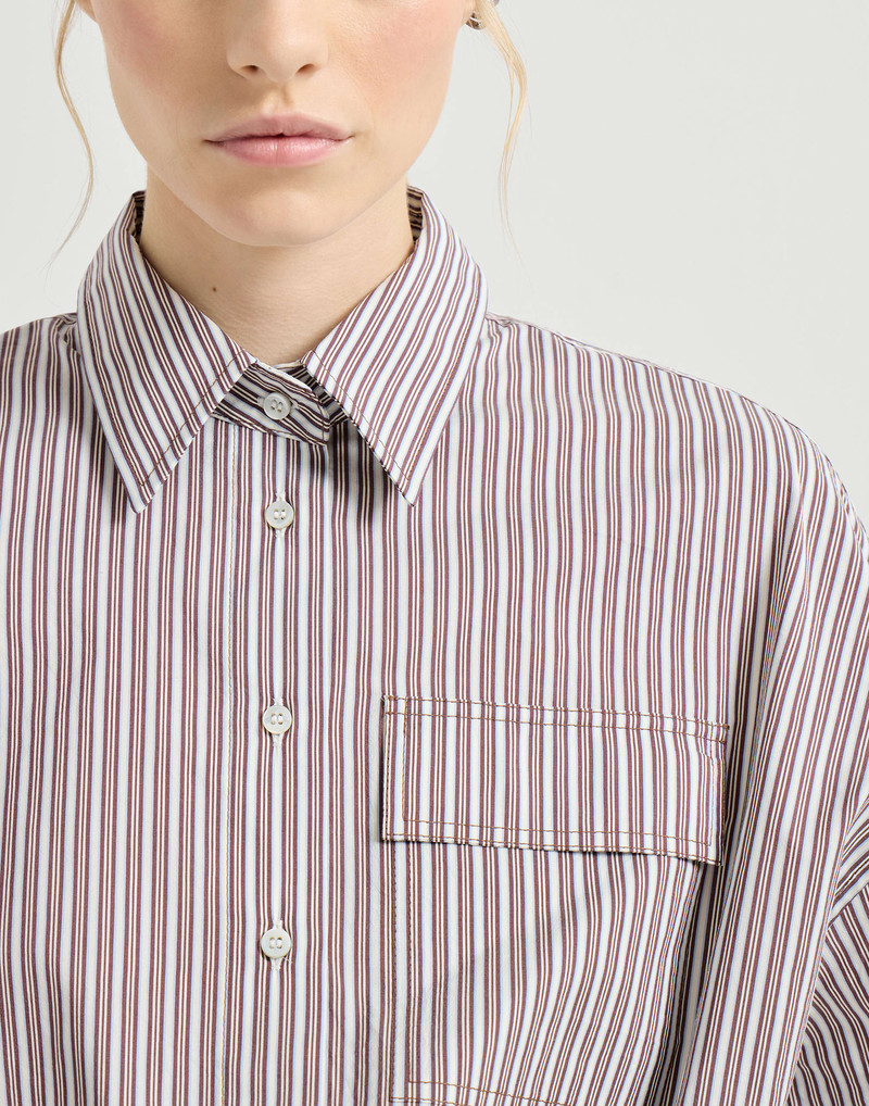 Striped cotton and silk poplin shirt with monili 4