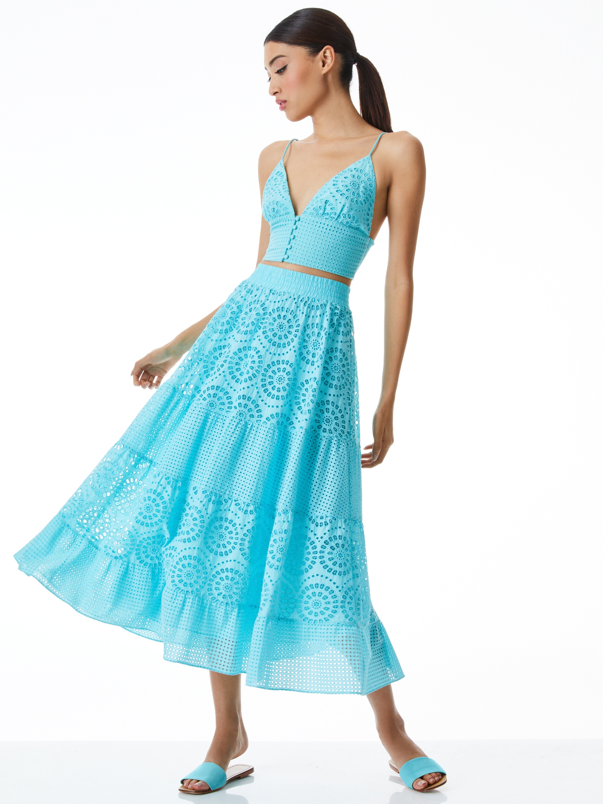 MELONY EYELET MIDI SKIRT - 6