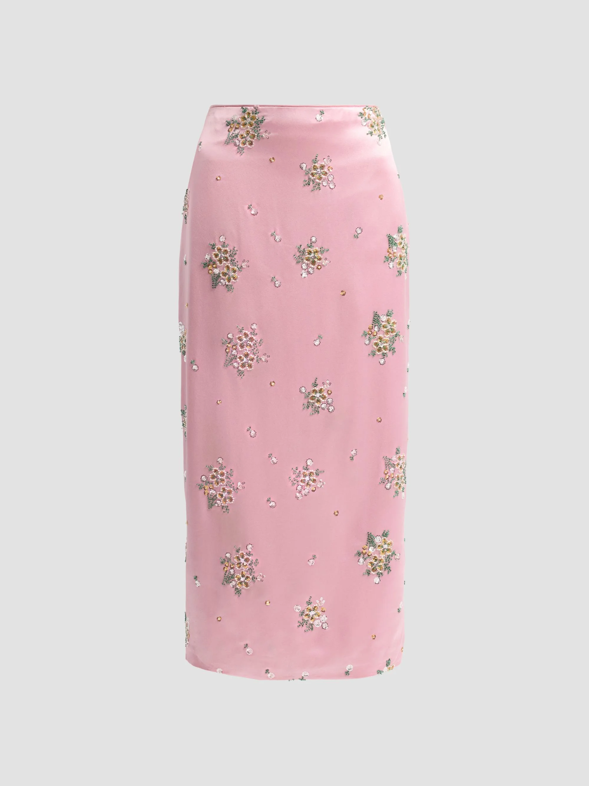 Women's Raylen Floral Sequin-Embellished Satin Midi Skirt - Light Pink - 1