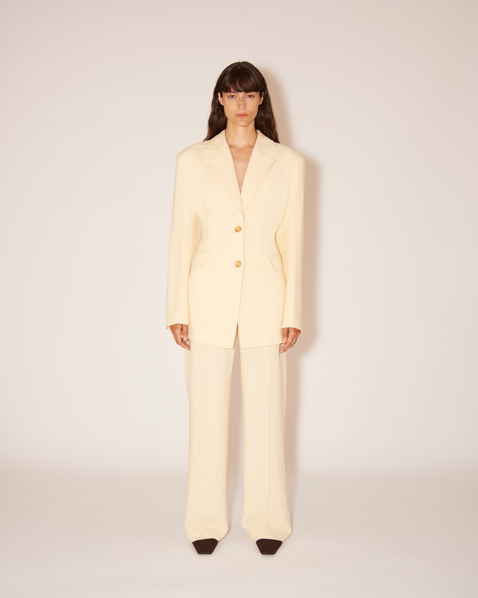 MANOUK - Silk-viscose-tweed relaxed fit jacket - Creme - 3