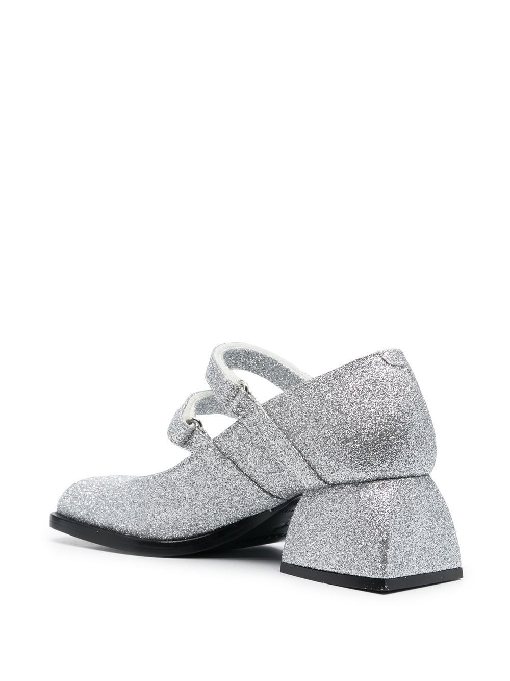 glitter-detail leather sandals - 3