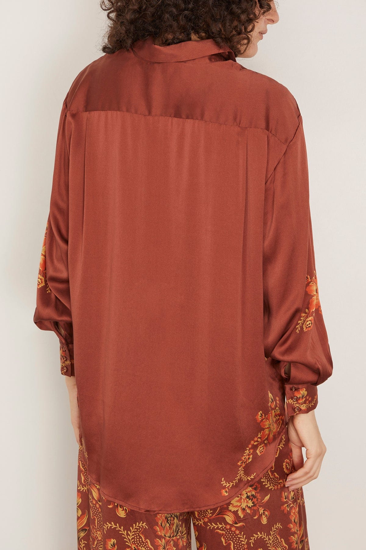 Seraphina Silk Shirt in Burgundy - 4
