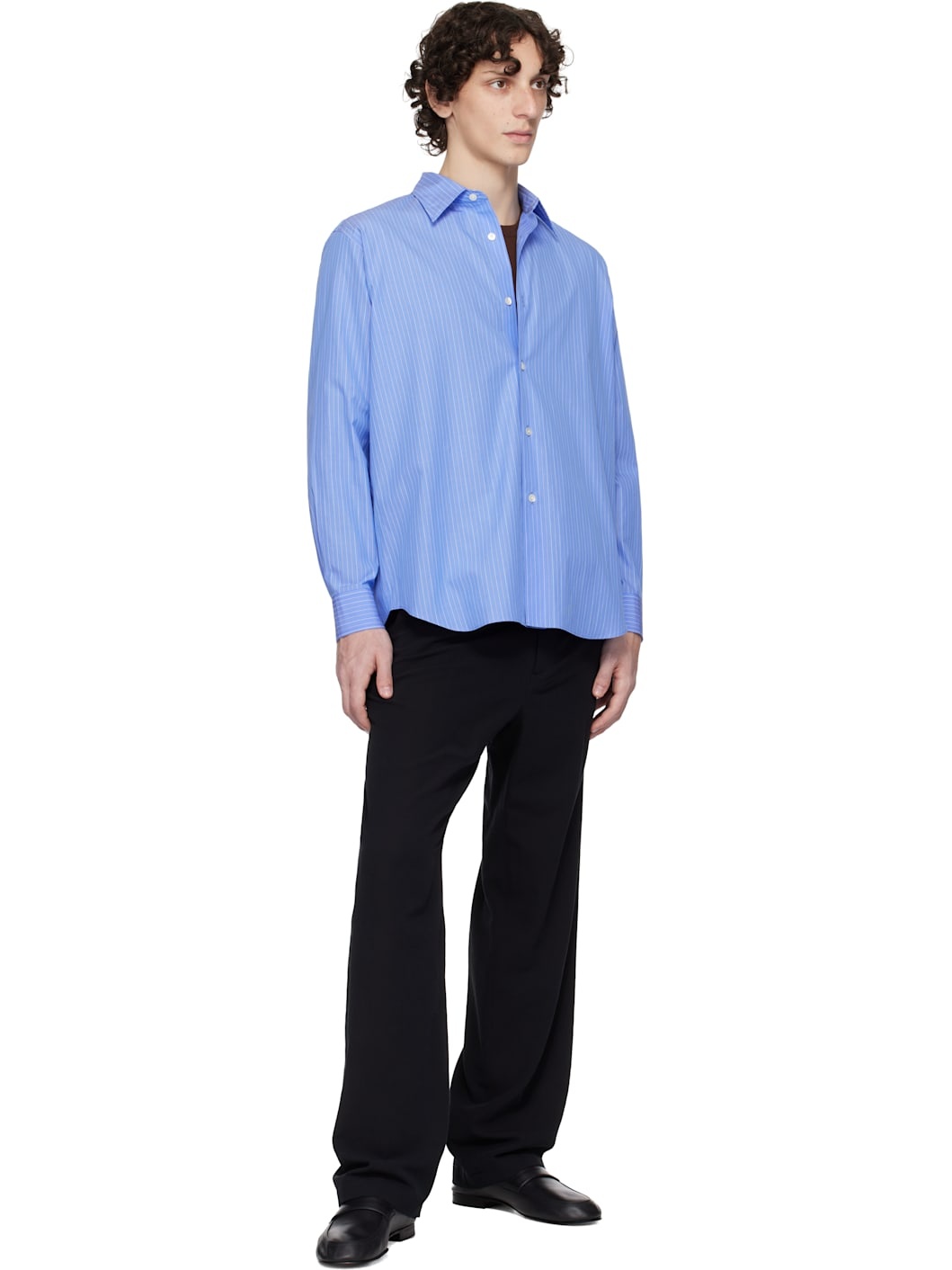 Blue Suvin High Count Cloth Stripe Shirt - 4