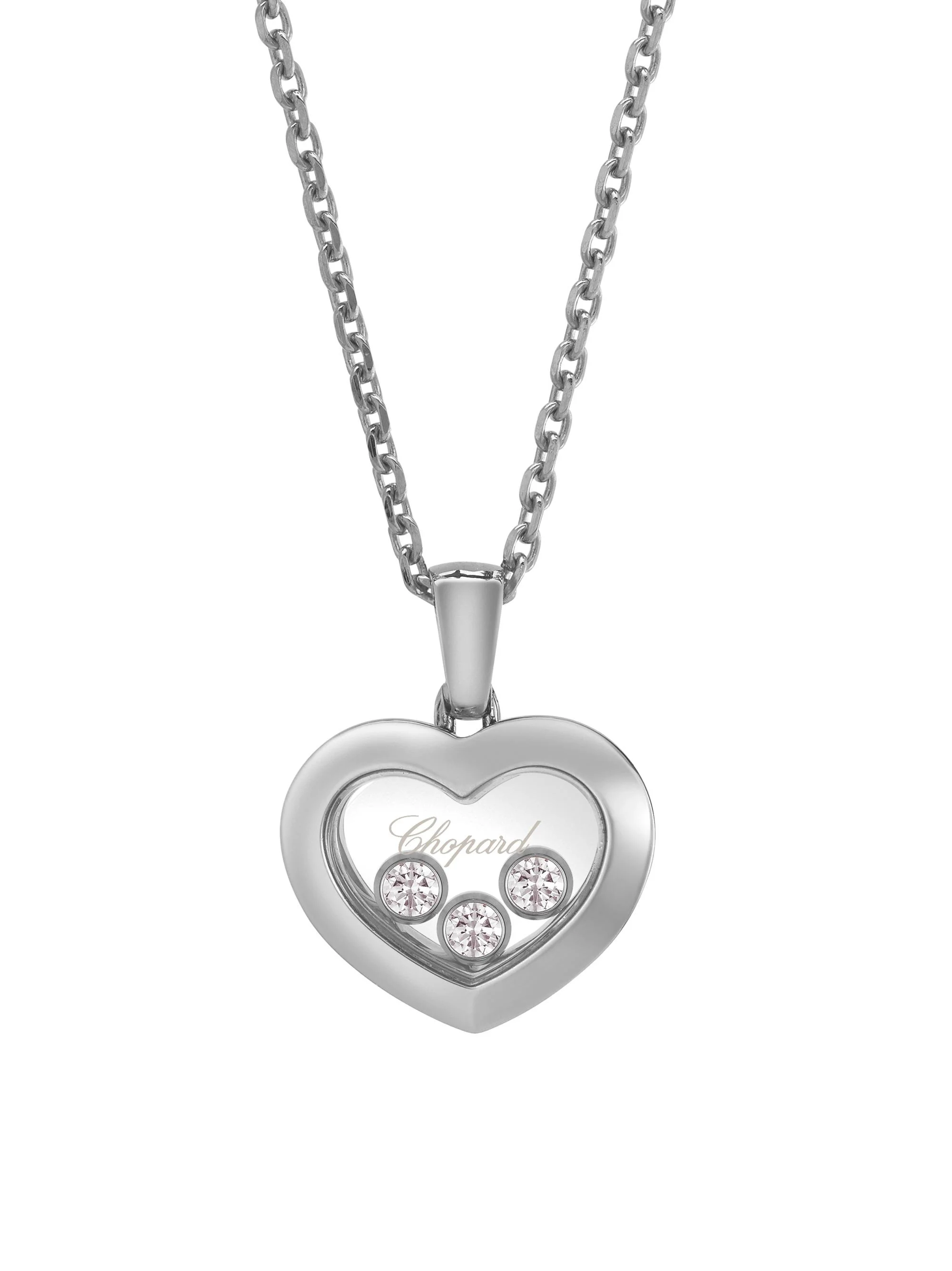 Women's Happy Diamonds Heart 18K White Gold Pendant Necklace - White Gold - 1