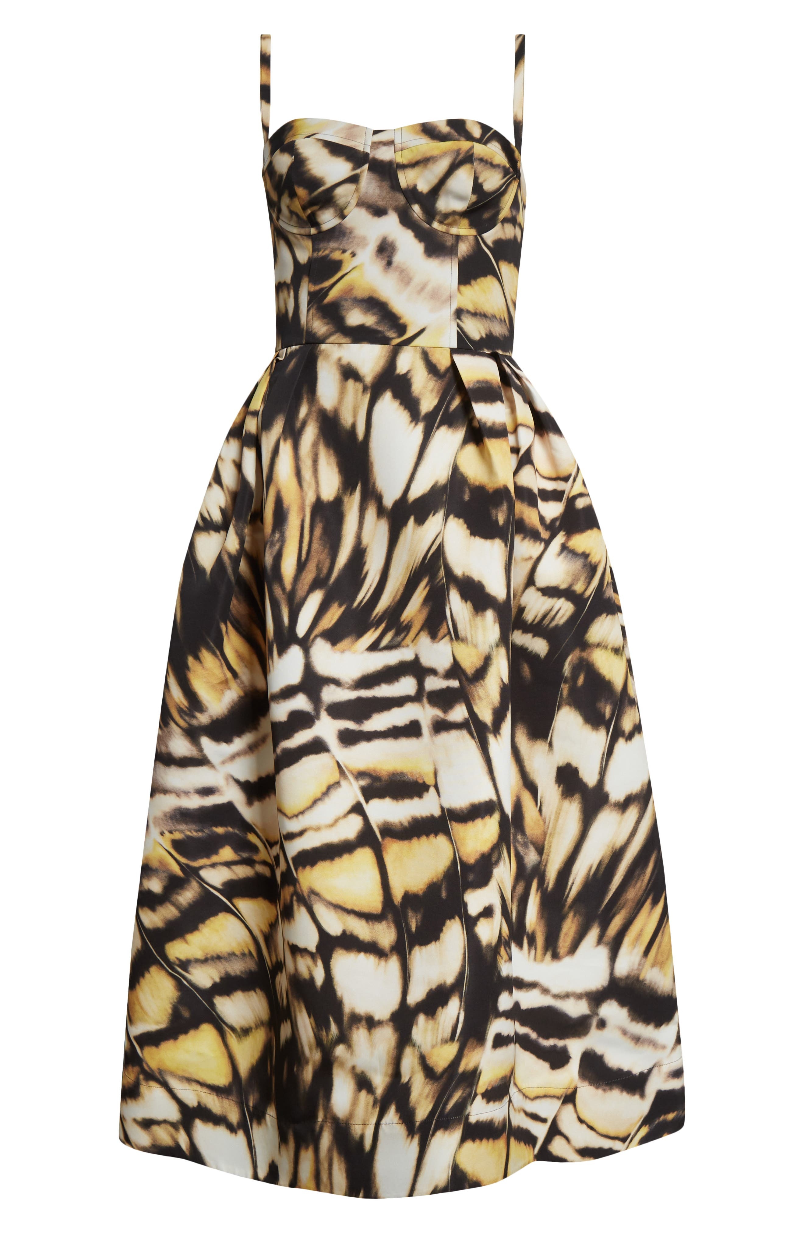 Oscar de la Renta Abstract Butterfly Faille Bustier Midi Dress in Black Multi at Nordstrom - 5