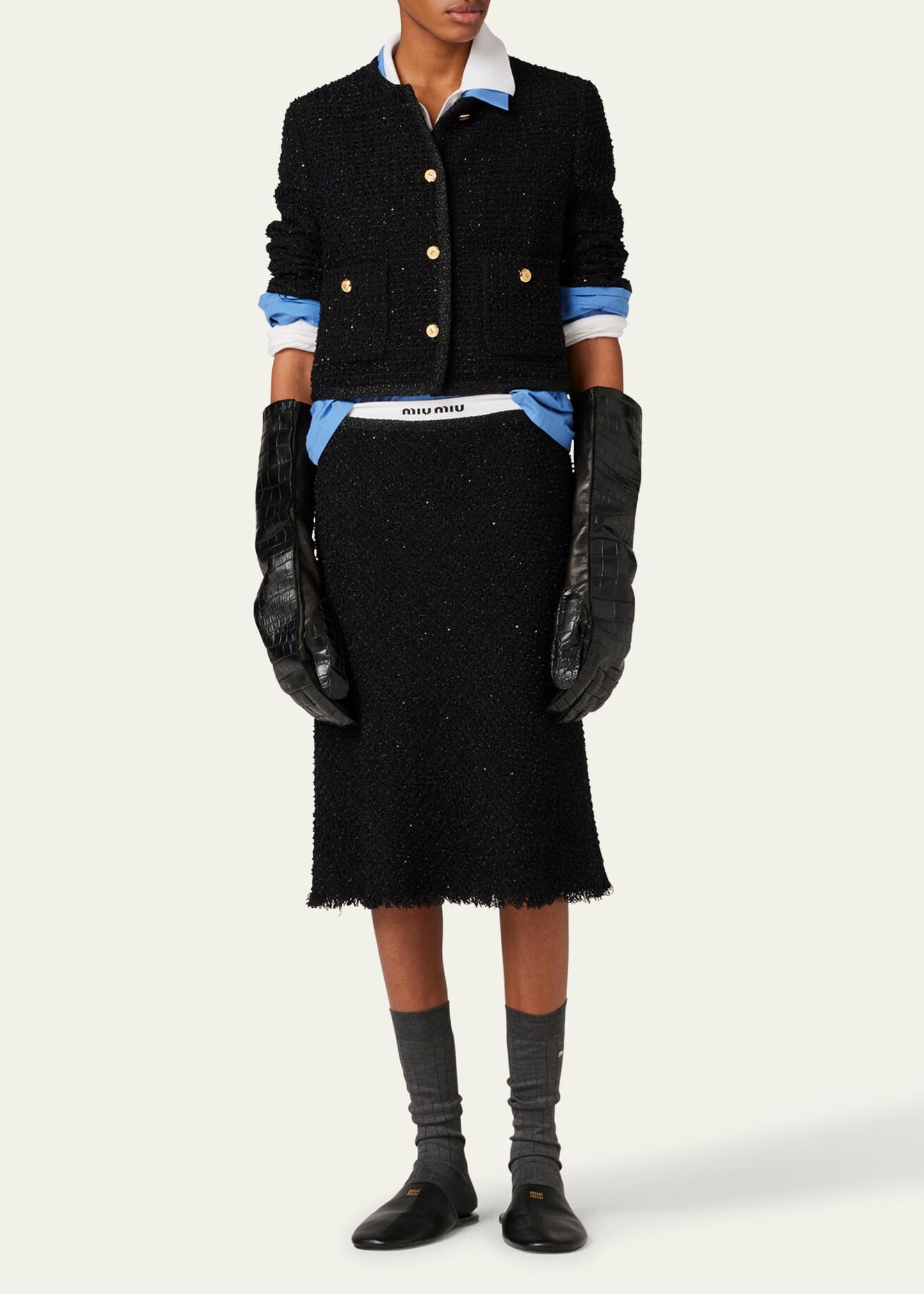 Metallic Wool Cropped Jacket - 2