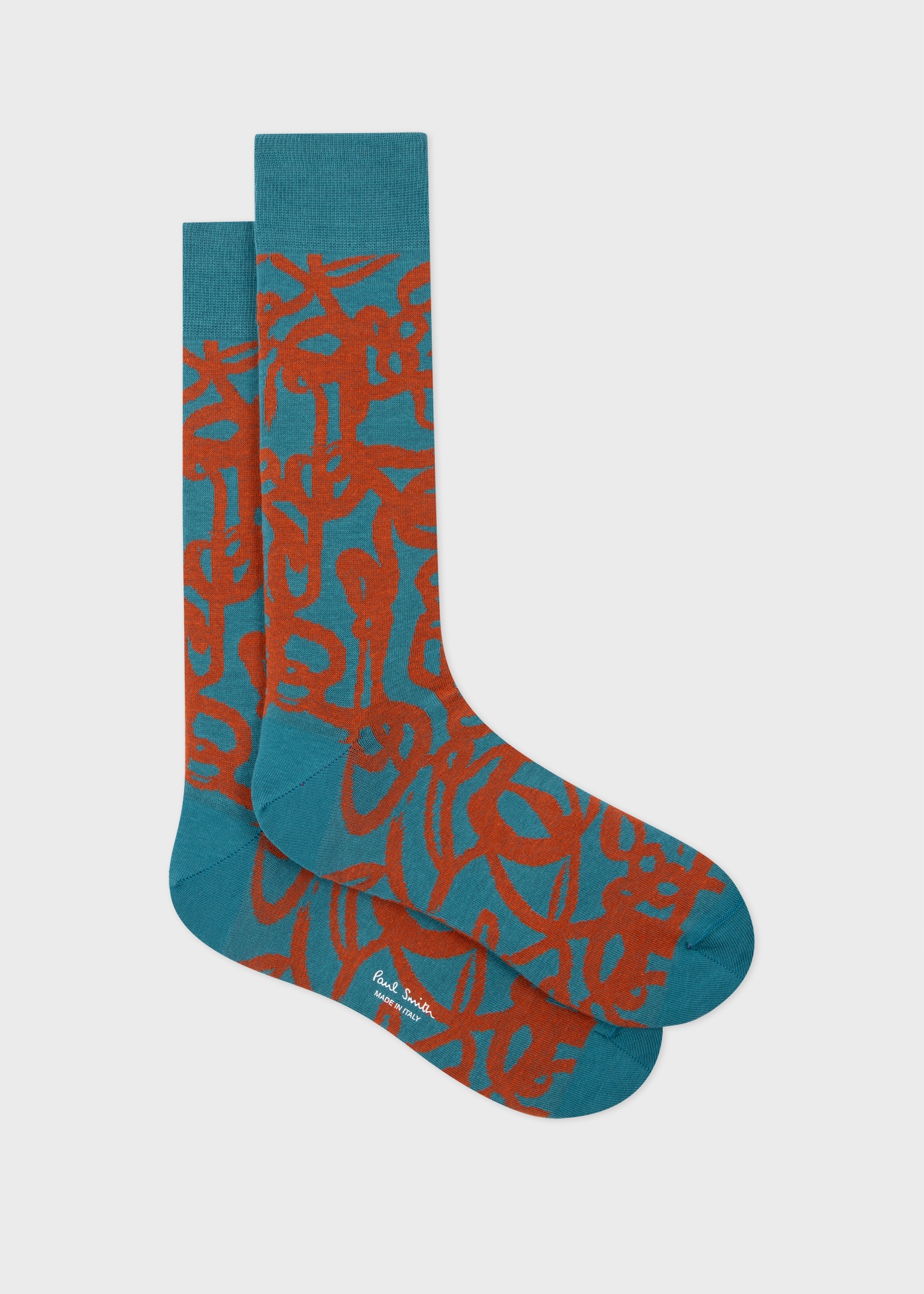 Teal 'Squiggle' Socks - 1