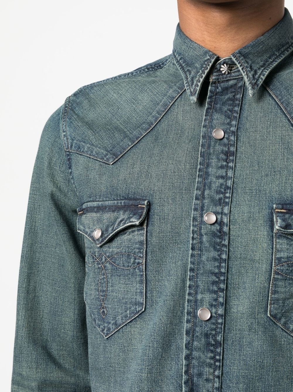 dark-wash denim shirt - 5
