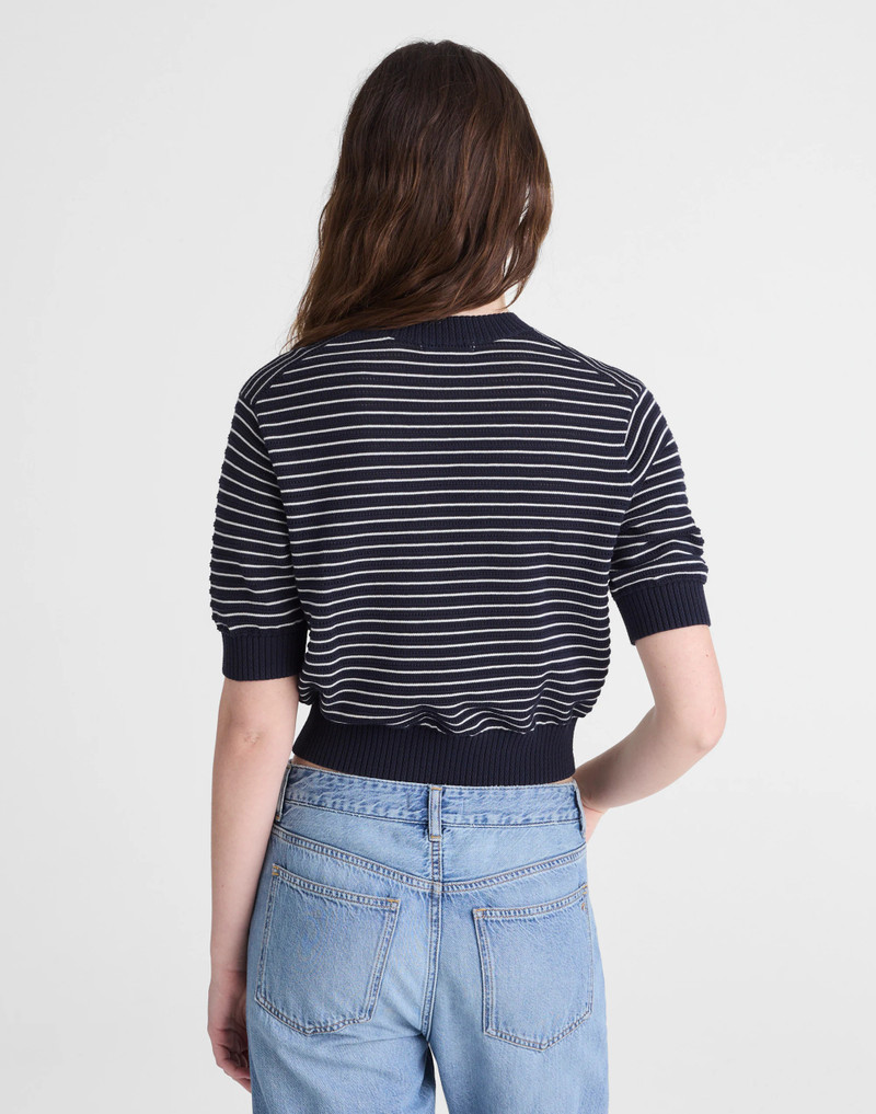 Madewell Textural-Stitch Crewneck Sweater in 100% Cotton outlook