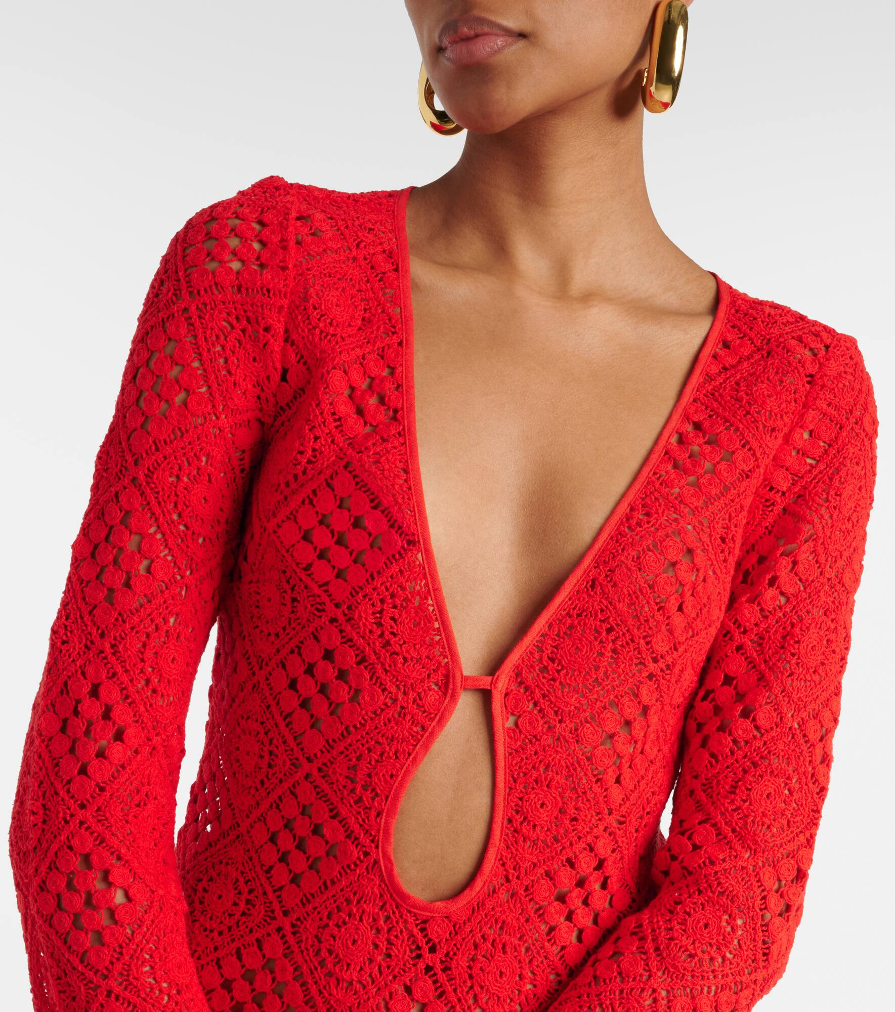 Rayure crochet cotton minidress - 4