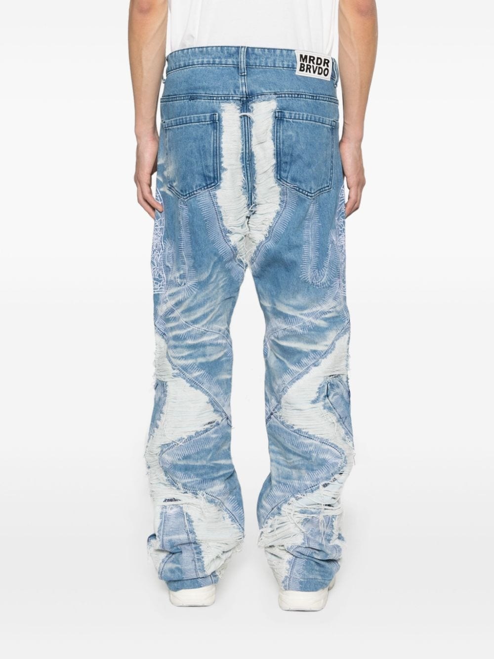 Path distressed-effect wide-leg jeans - 4