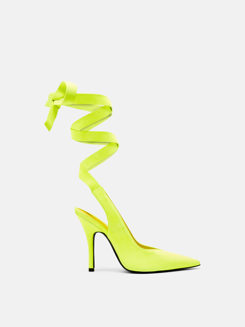 ''VENUS'' RIBBON FLUO YELLOW SLINGBACK 1