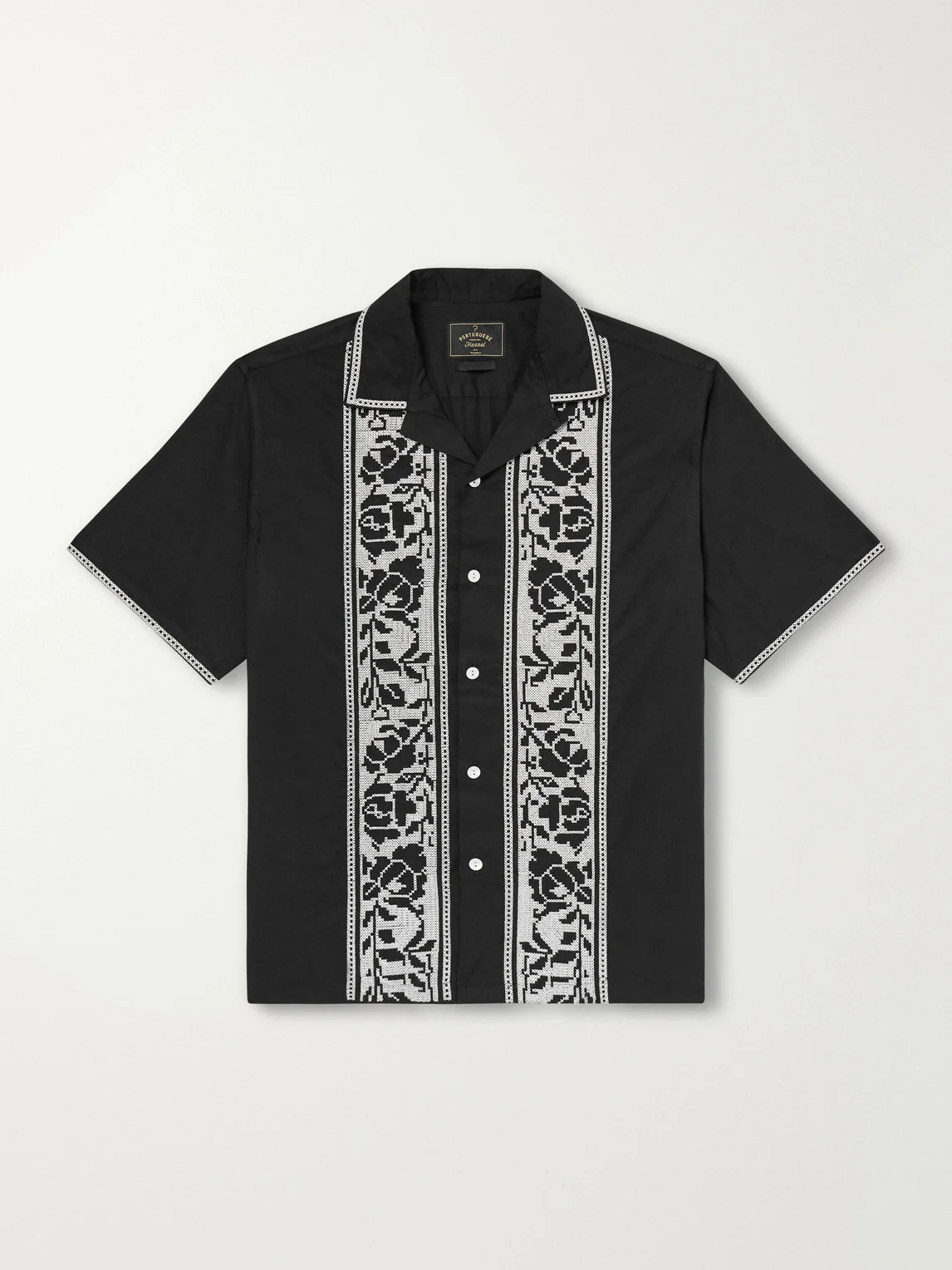 Convertible-Collar Embroidered Cotton Shirt - 1