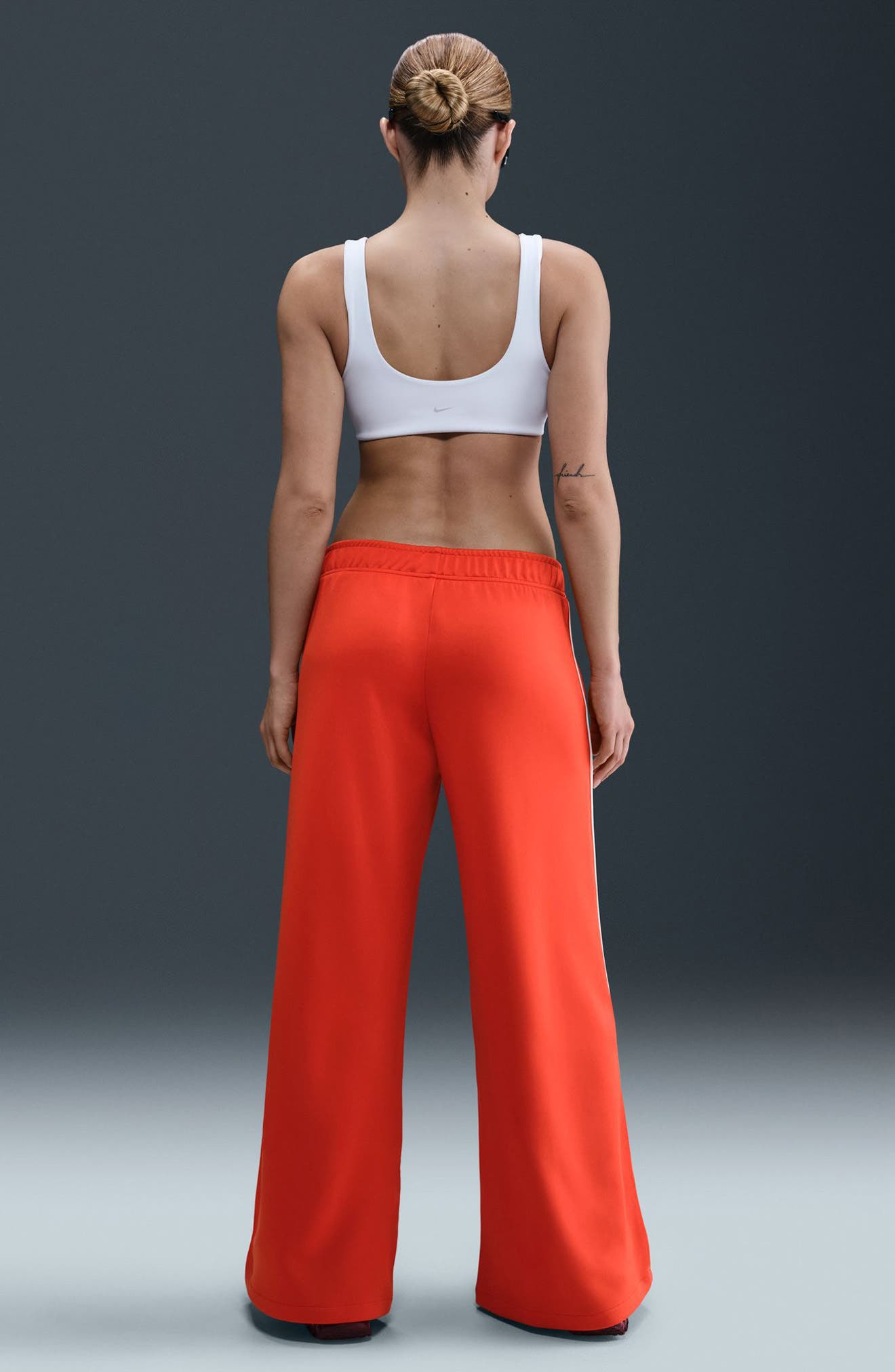 Nike Sportswear Wide Leg Track Pants in Picante Red/Sail/Sail at Nordstrom - 4