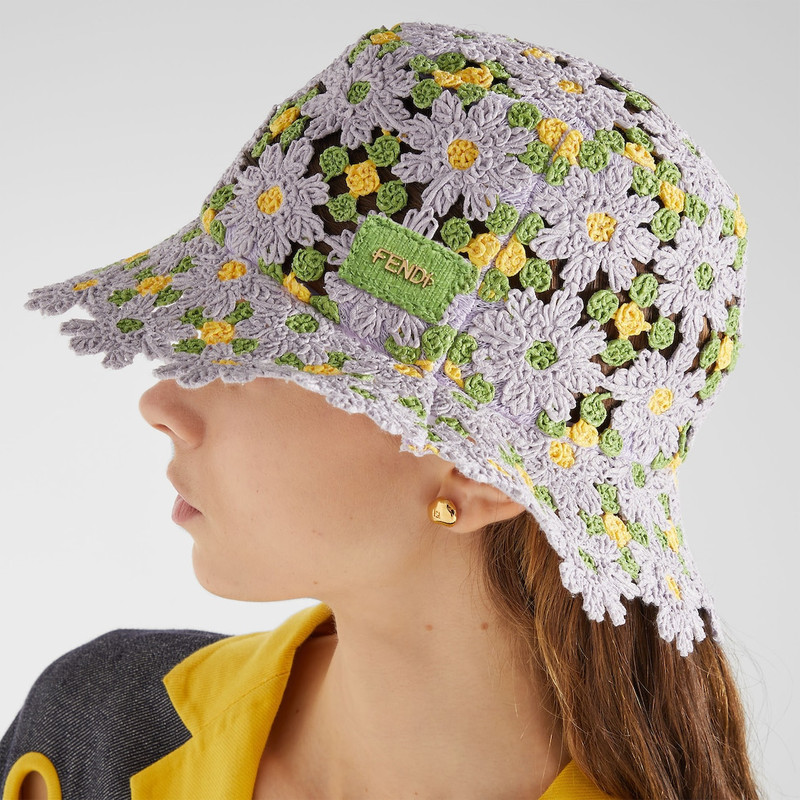 Hat Lilac crocheted raffia bucket hat 3