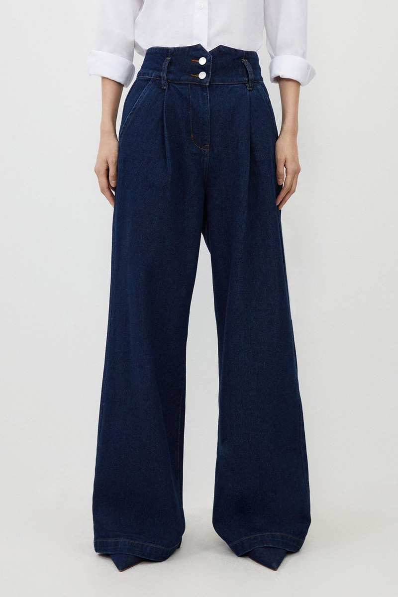 KAREN MILLEN Petite Denim Wide Leg Trousers outlook
