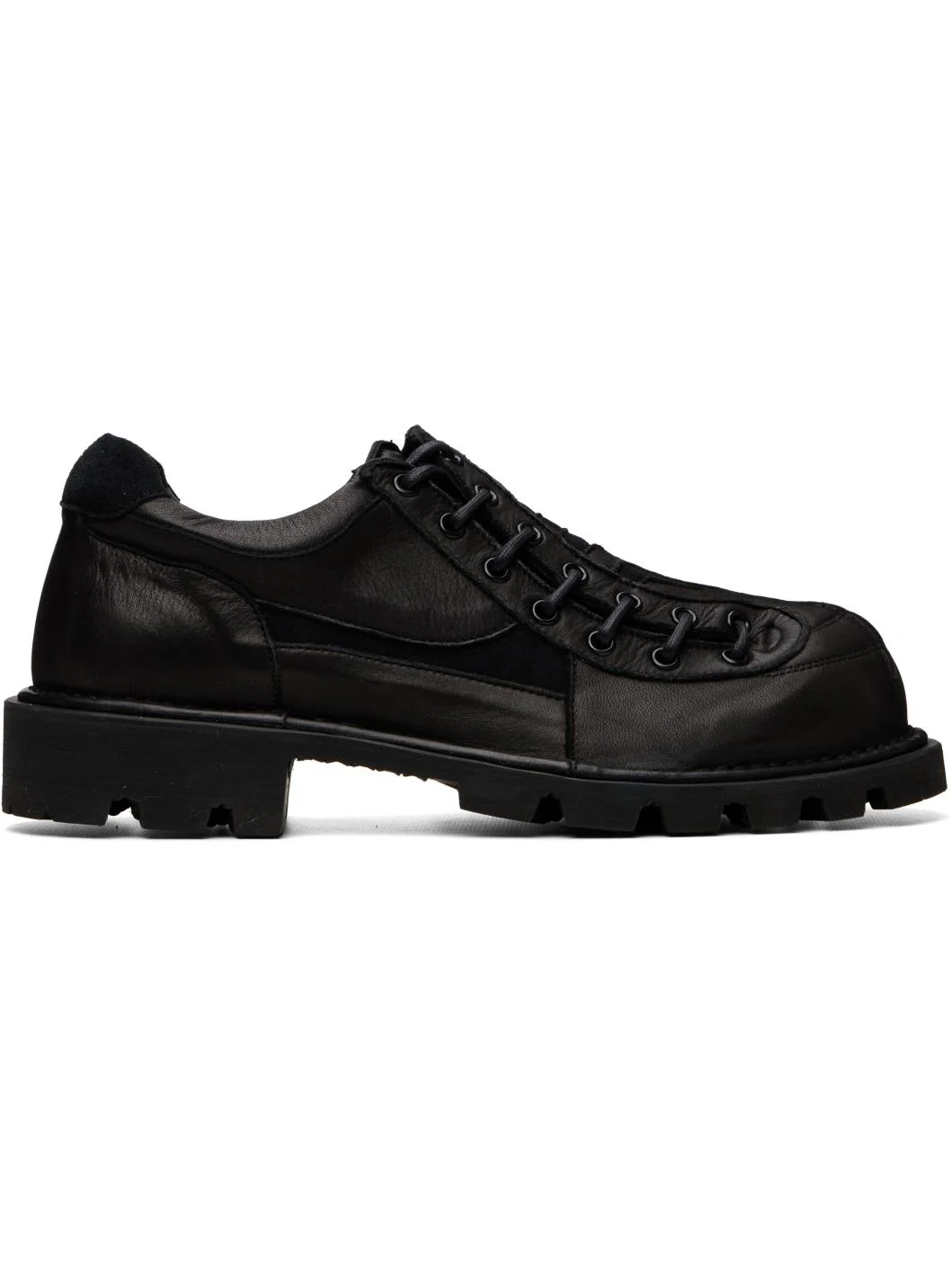 Black Banner Lace Up Derbys - 1
