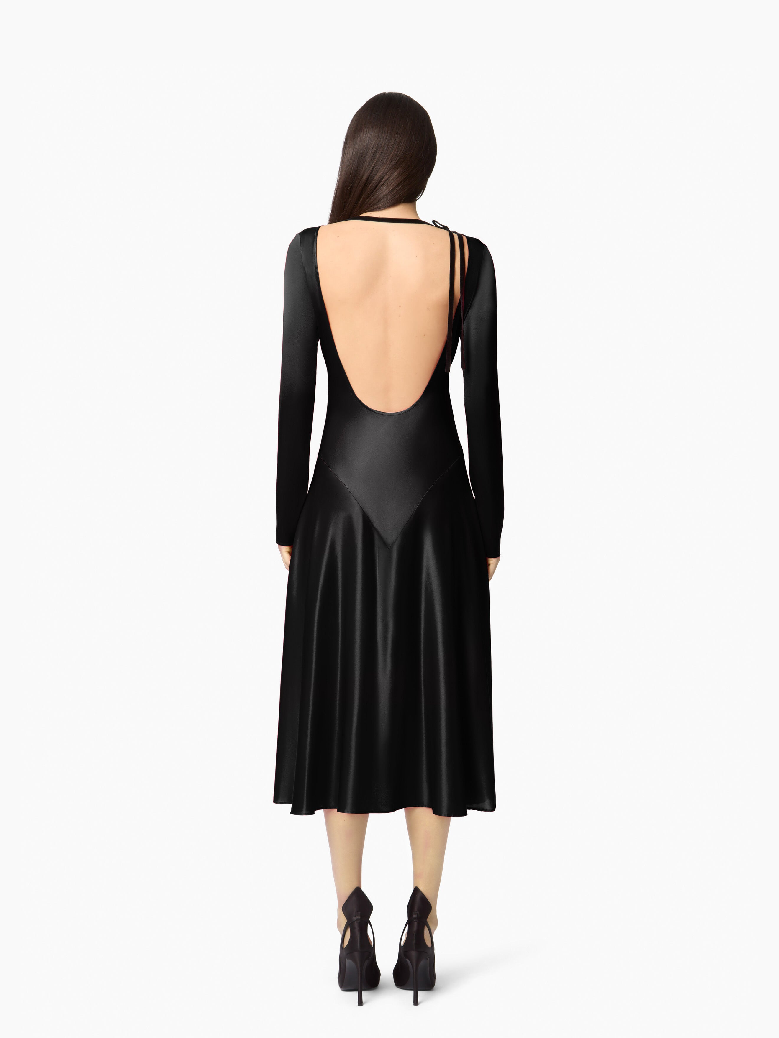 Black Backless Midi Dress - 4