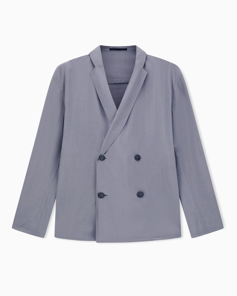 DOUBLE-BREASTED JACKET IN A SILK AND LINEN POPLIN 1