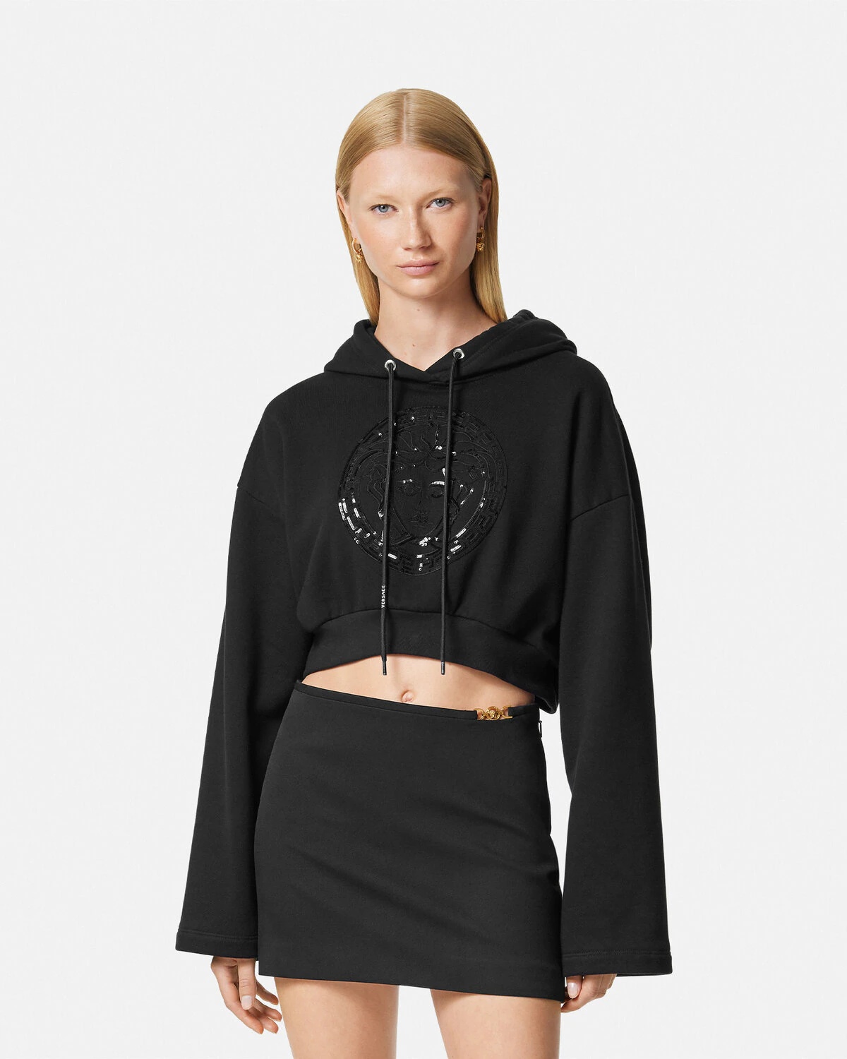 Embellished Medusa Crop Hoodie - 4