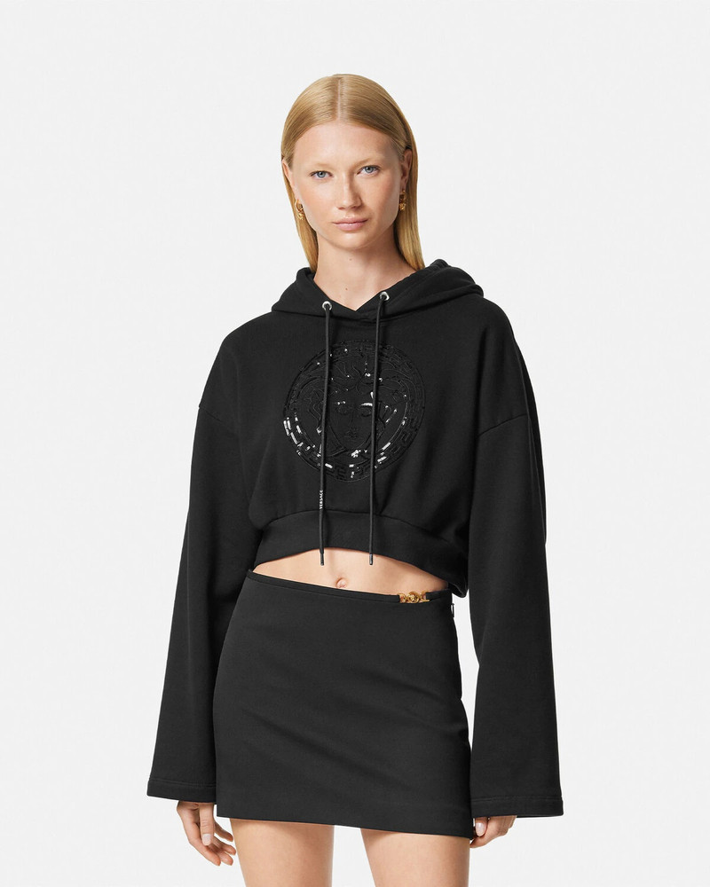 Embellished Medusa Crop Hoodie 4