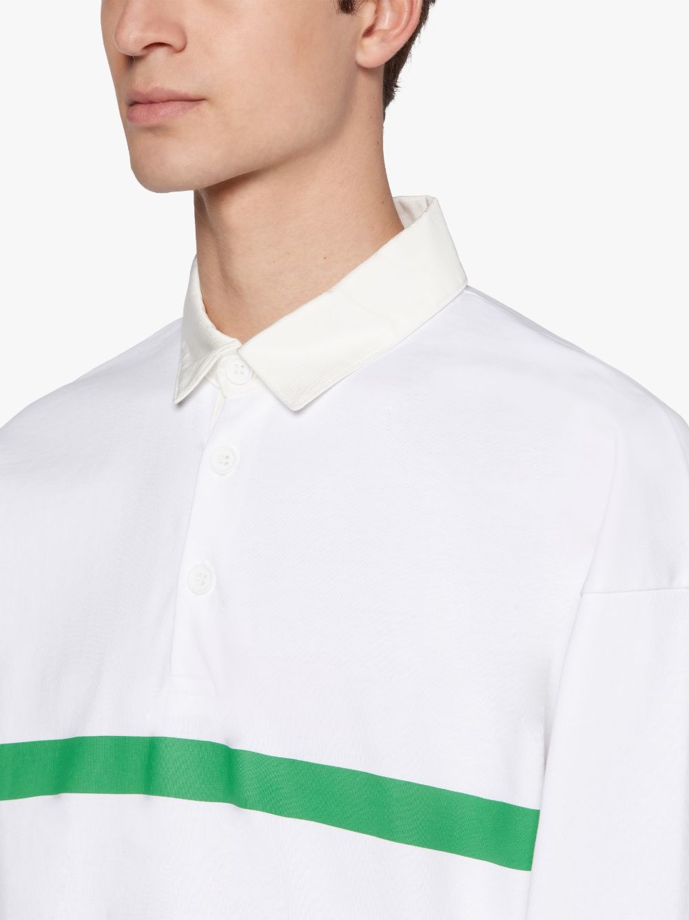 WHITE X GREEN COTTON RUGBY SHIRT | GJM-210 - 5